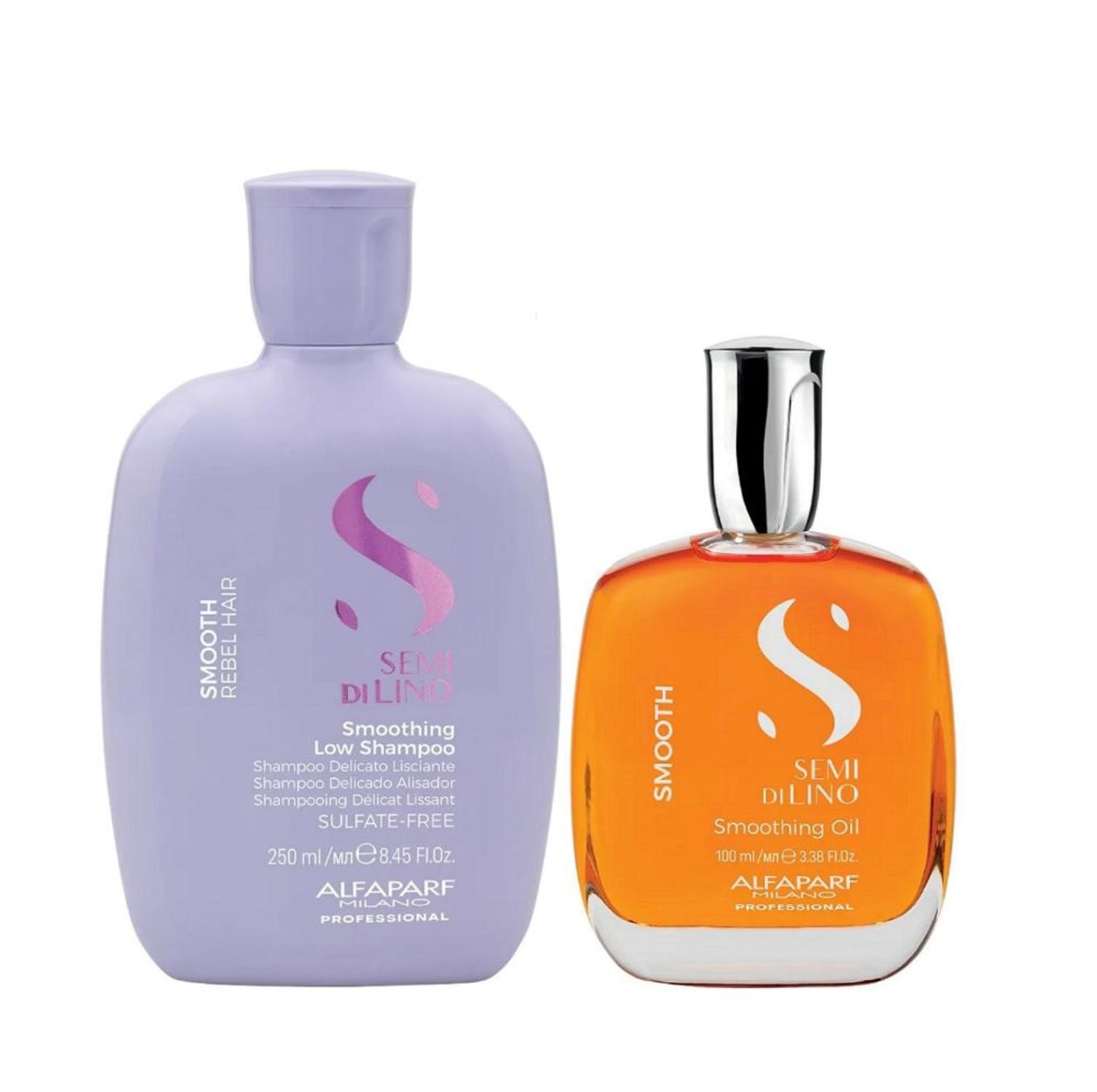 Kit Alfaparf Professional Semi Di Lino Smooth Smoothing - Shampoo 250ml + Óleo 100ml
