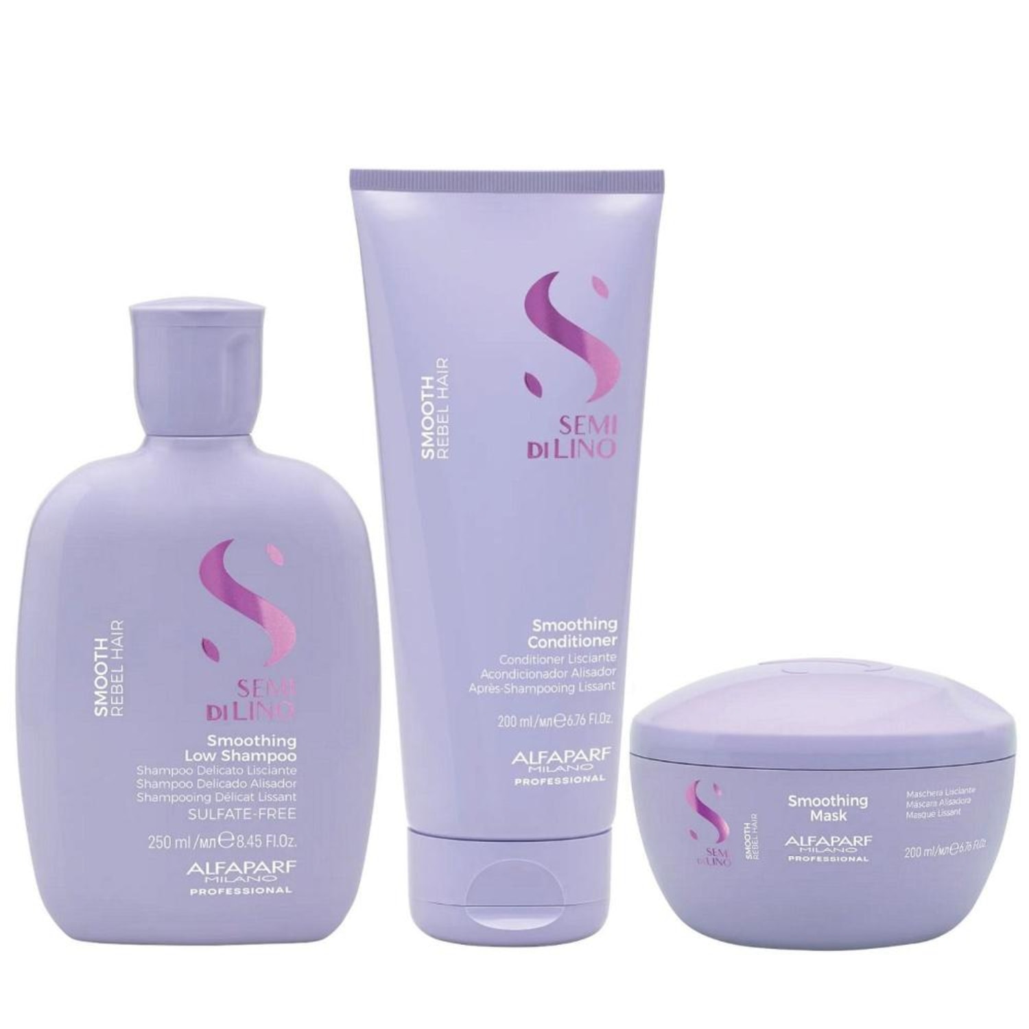Kit Alfaparf Professional Semi Di Lino Smooth Smoothing - Shampoo 250ml + Condicionador & Máscara 200ml