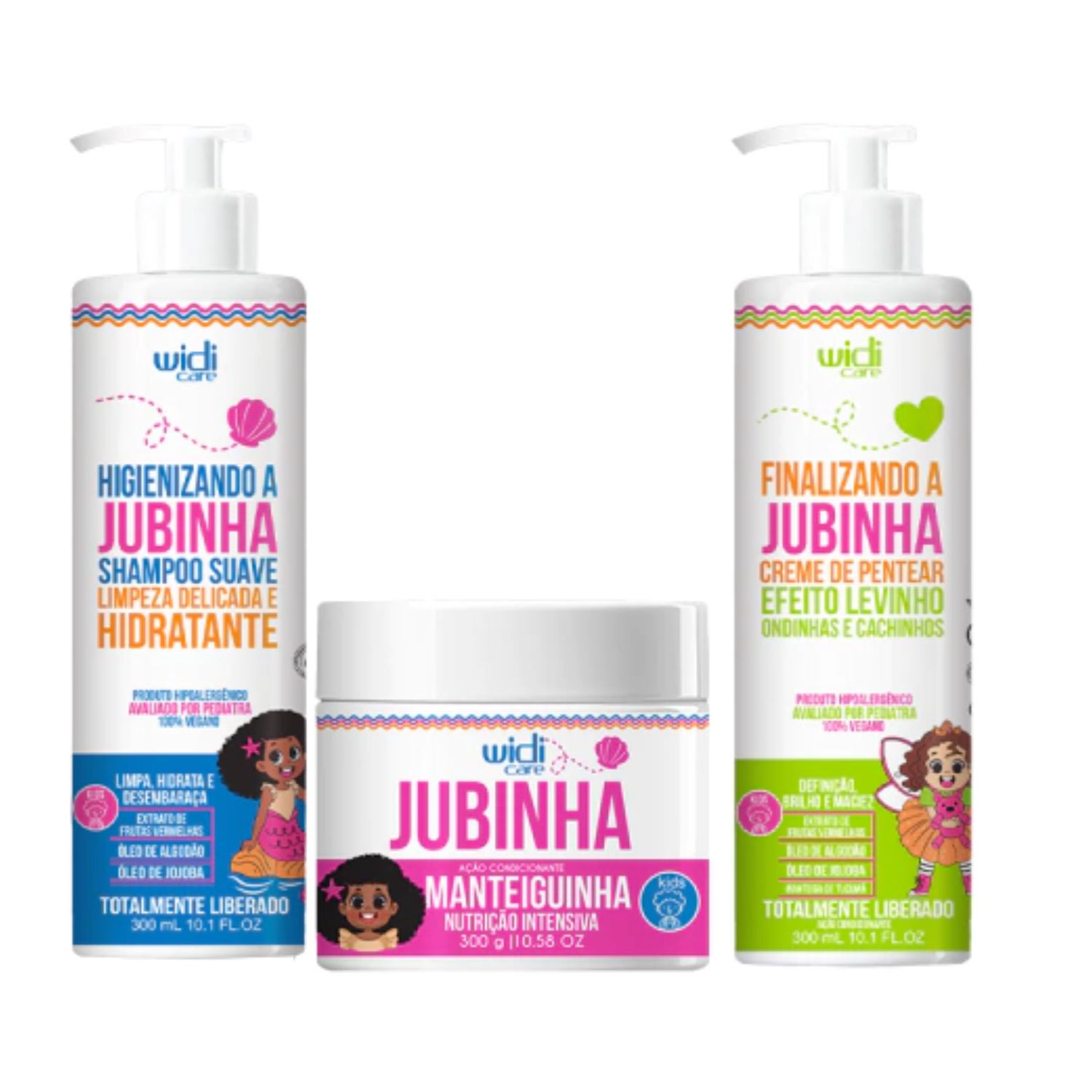 Kit Widi Care Jubinha - Shampoo + Máscara + Creme de Pentear Levinho