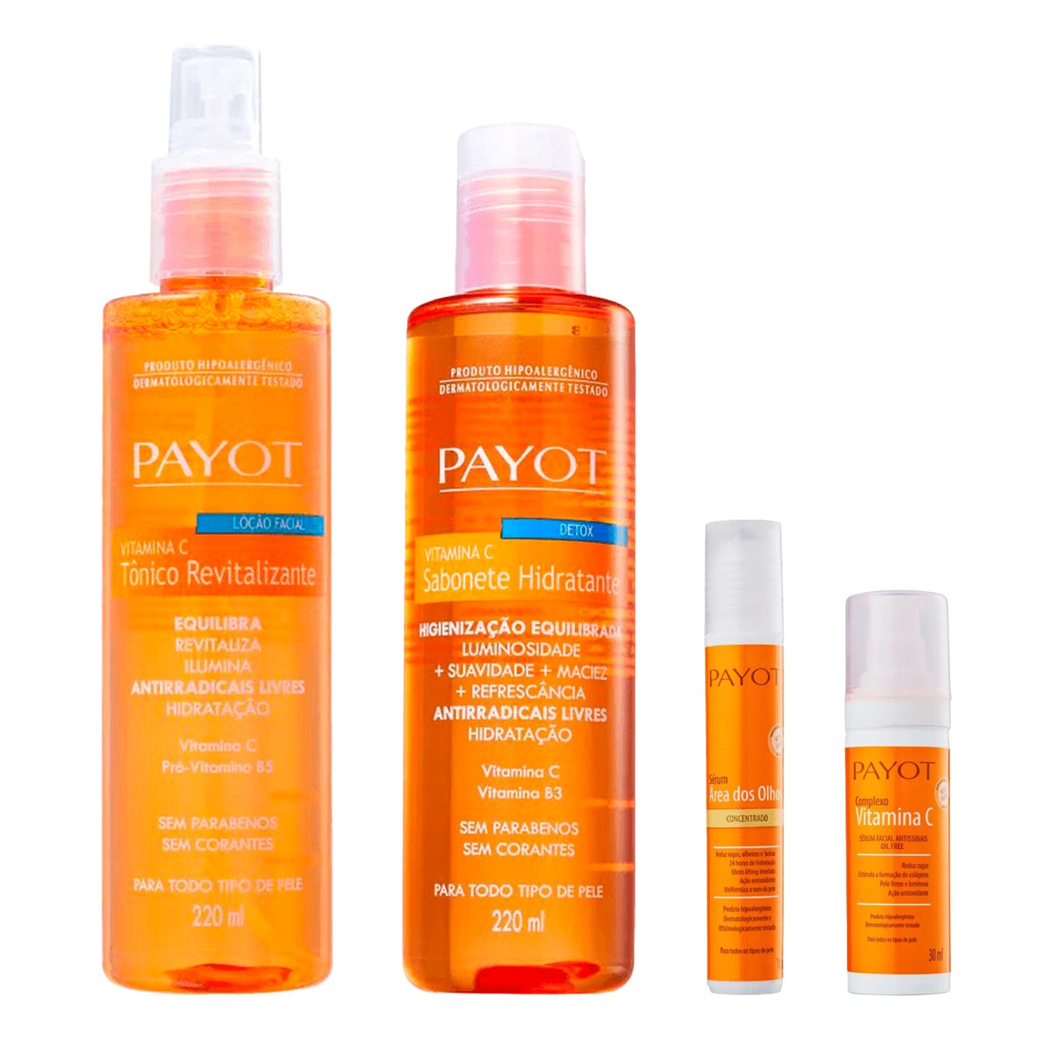 Kit Payot Vitamina C Sabonete Hidratante + Tônico Revitalizante + Complexo + Sérum Área dos Olhos