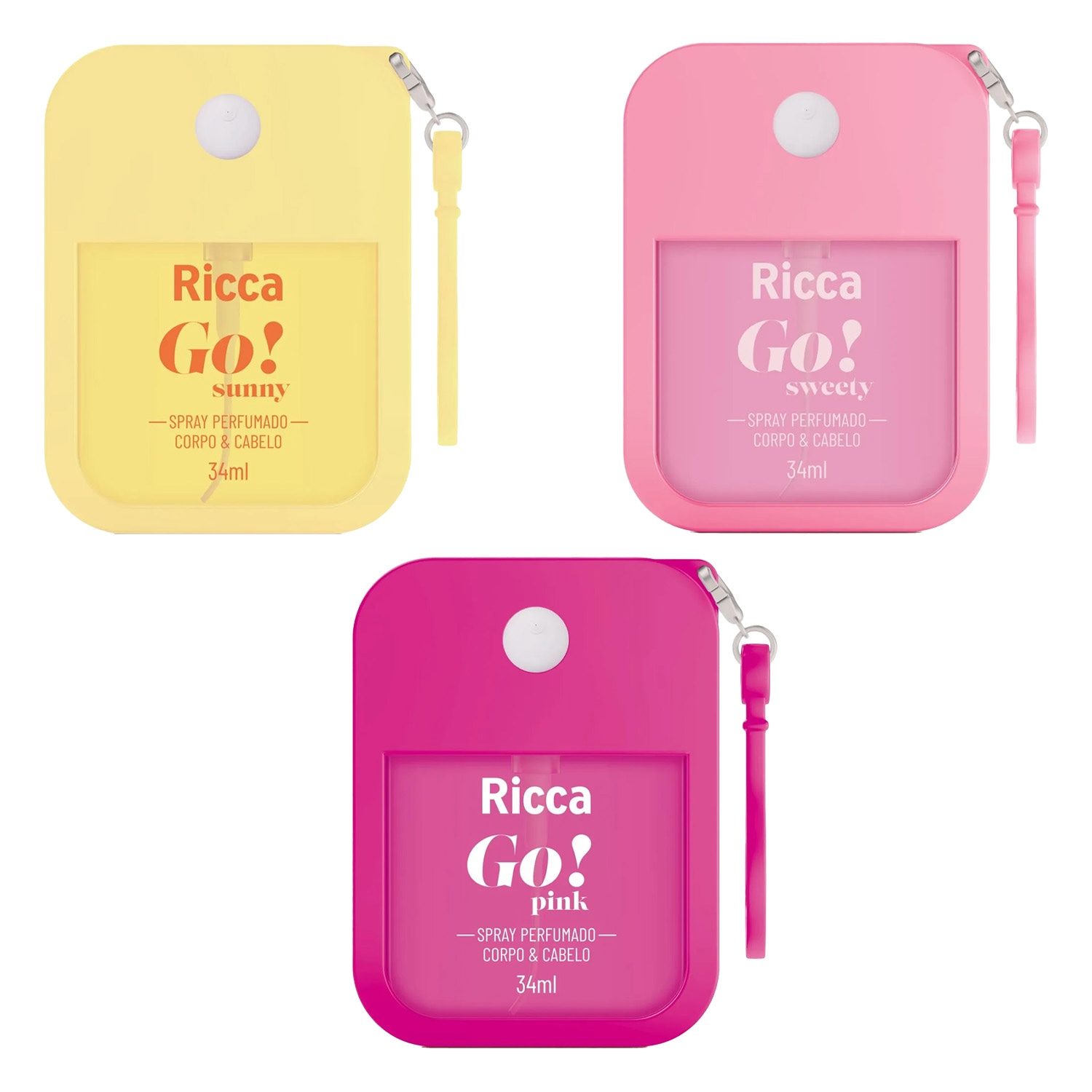 Kit Ricca Go! Trio Spray Perfumado Pink + Sunny + Sweety