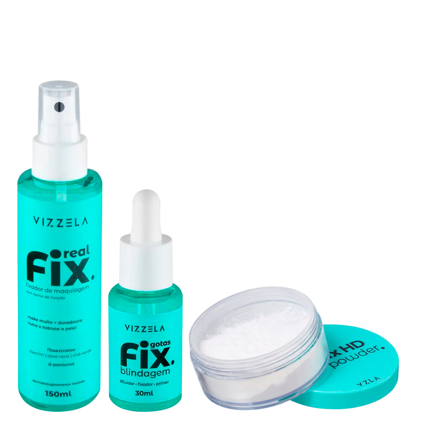 Kit Vizzela Real Fix 150ml + Gotas Fix 30ml + Pó Fix HD 15g