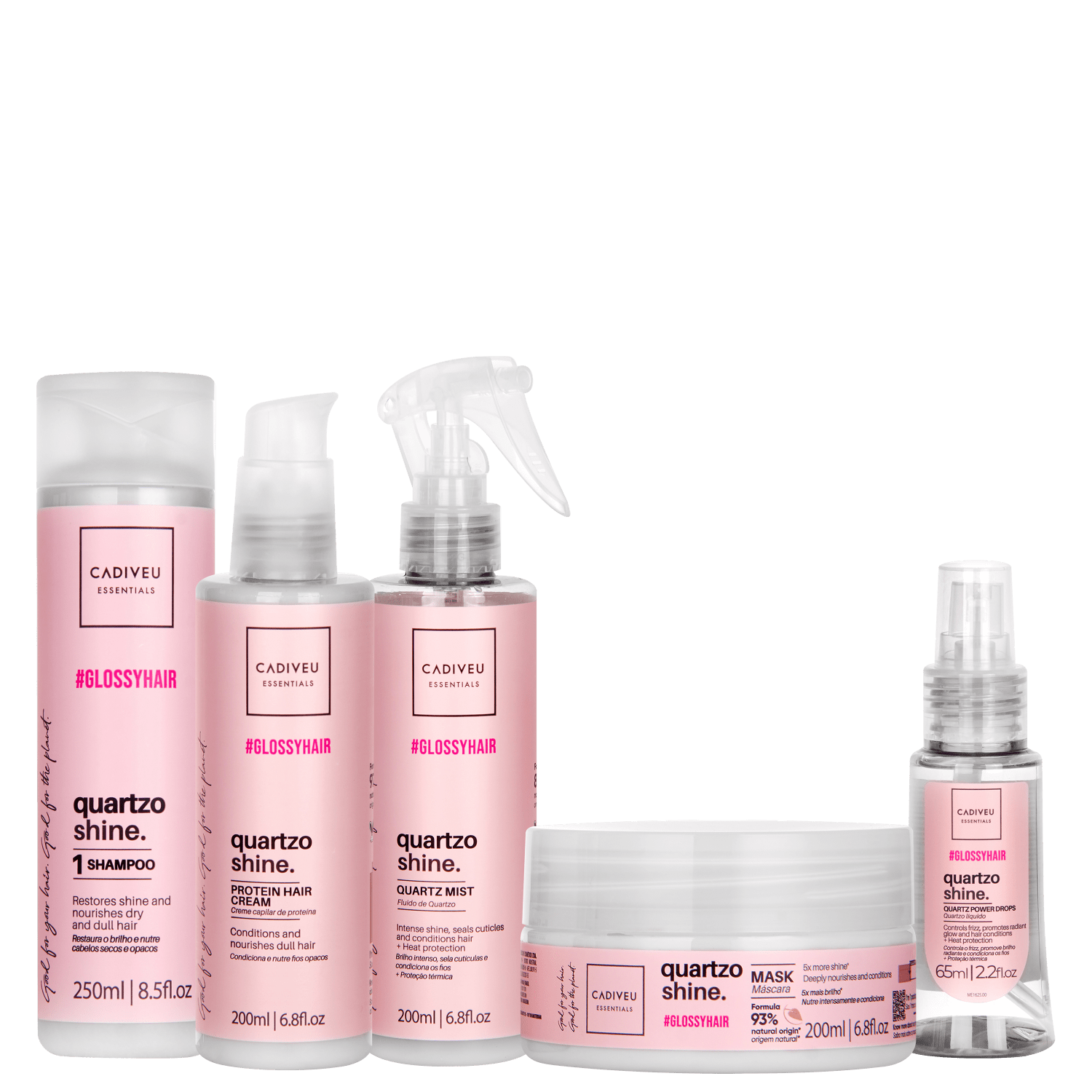 Kit Cadiveu Essentials Quartzo Shine Tratamento Completo Liso Máximo (5 Produtos)