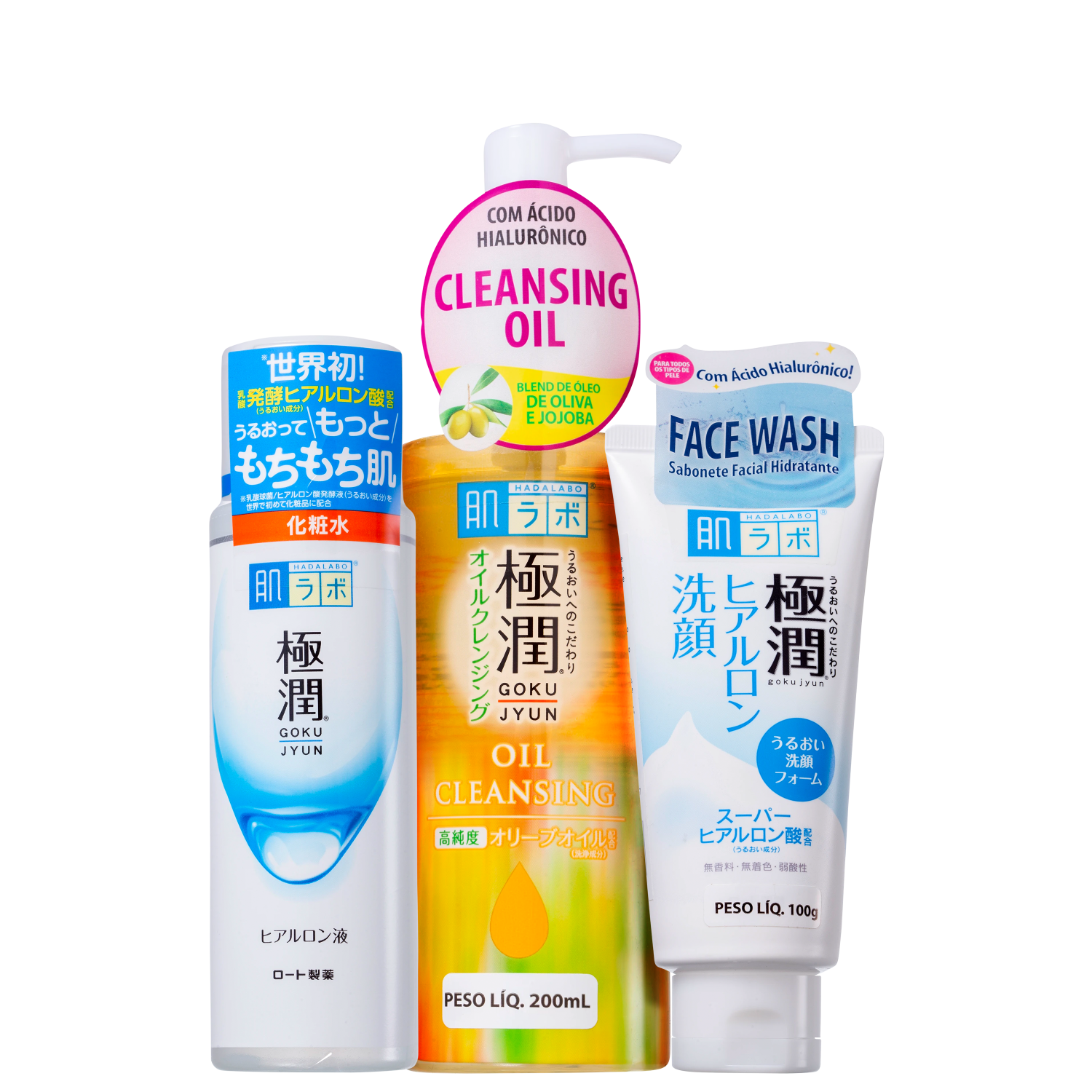 Kit Hada Labo Gokujyun Hidra & Clean (3 Produtos)