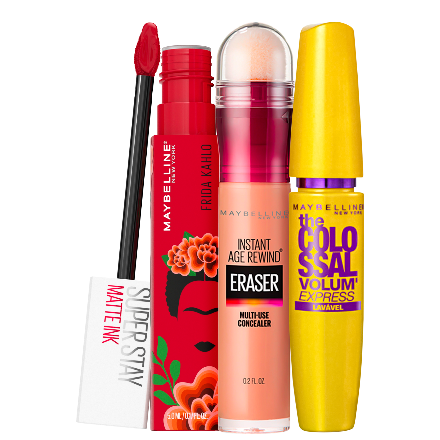 Kit Maybelline The Colossal Frida Kahlo Pioneer Eraser 140 Honey (3 Produtos)