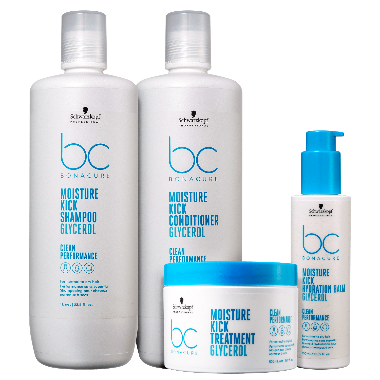 Kit Schwarzkopf Professional BC Bonacure Clean Performance Moisture Kick Quarteto Hydration (4 Produtos)