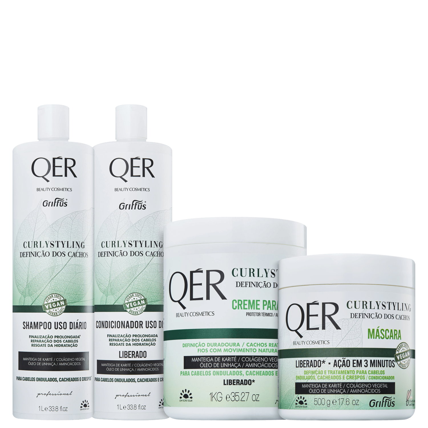 Kit Griffus QÉR Beauty Cosmetics Curly Styling Completo (4 Produtos)