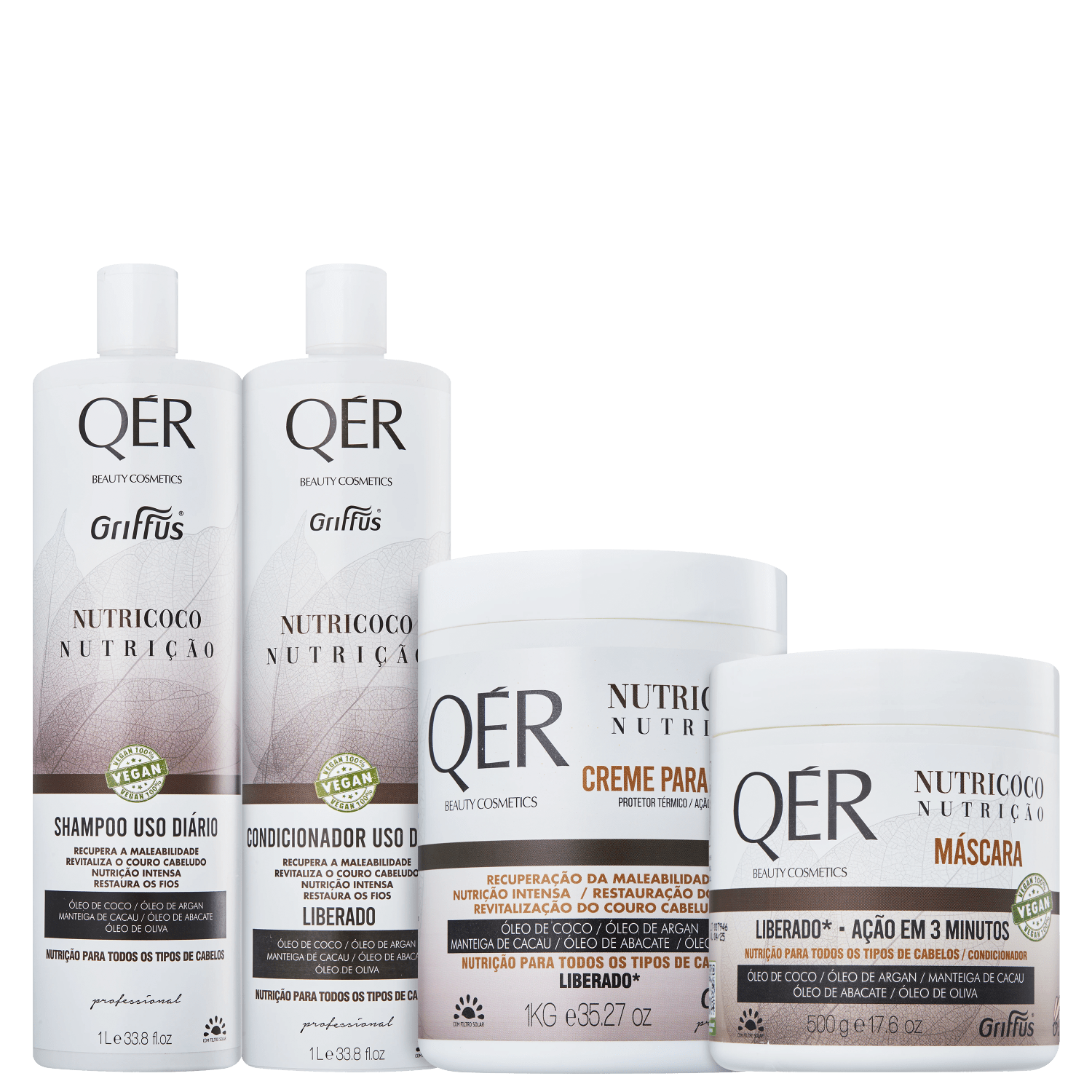 Kit Griffus QÉR Beauty Cosmetics Nutricoco Completo (4 Produtos)