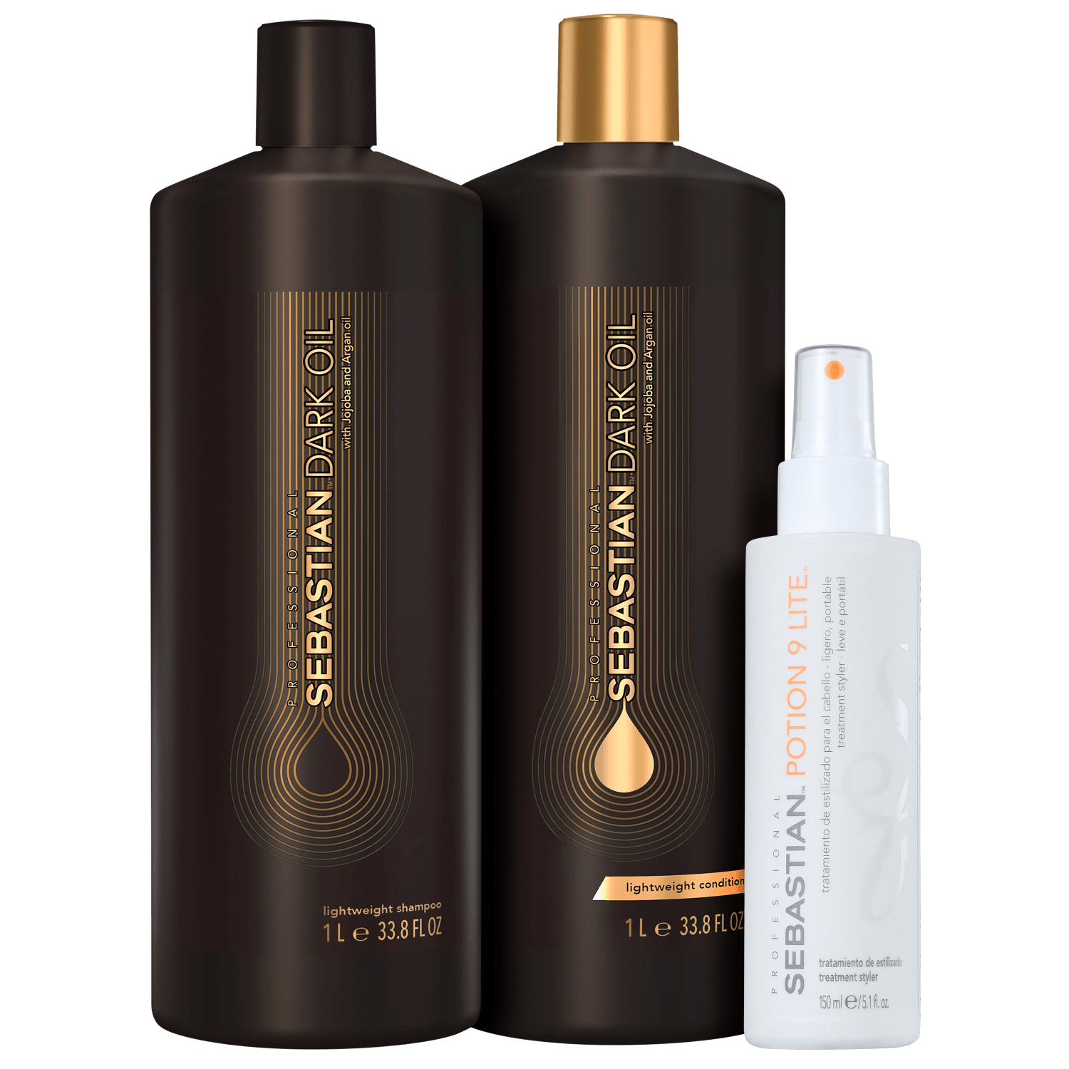 Kit Sebastian Professional Dark Oil Flow Potion 9 Lite (3 Produtos)