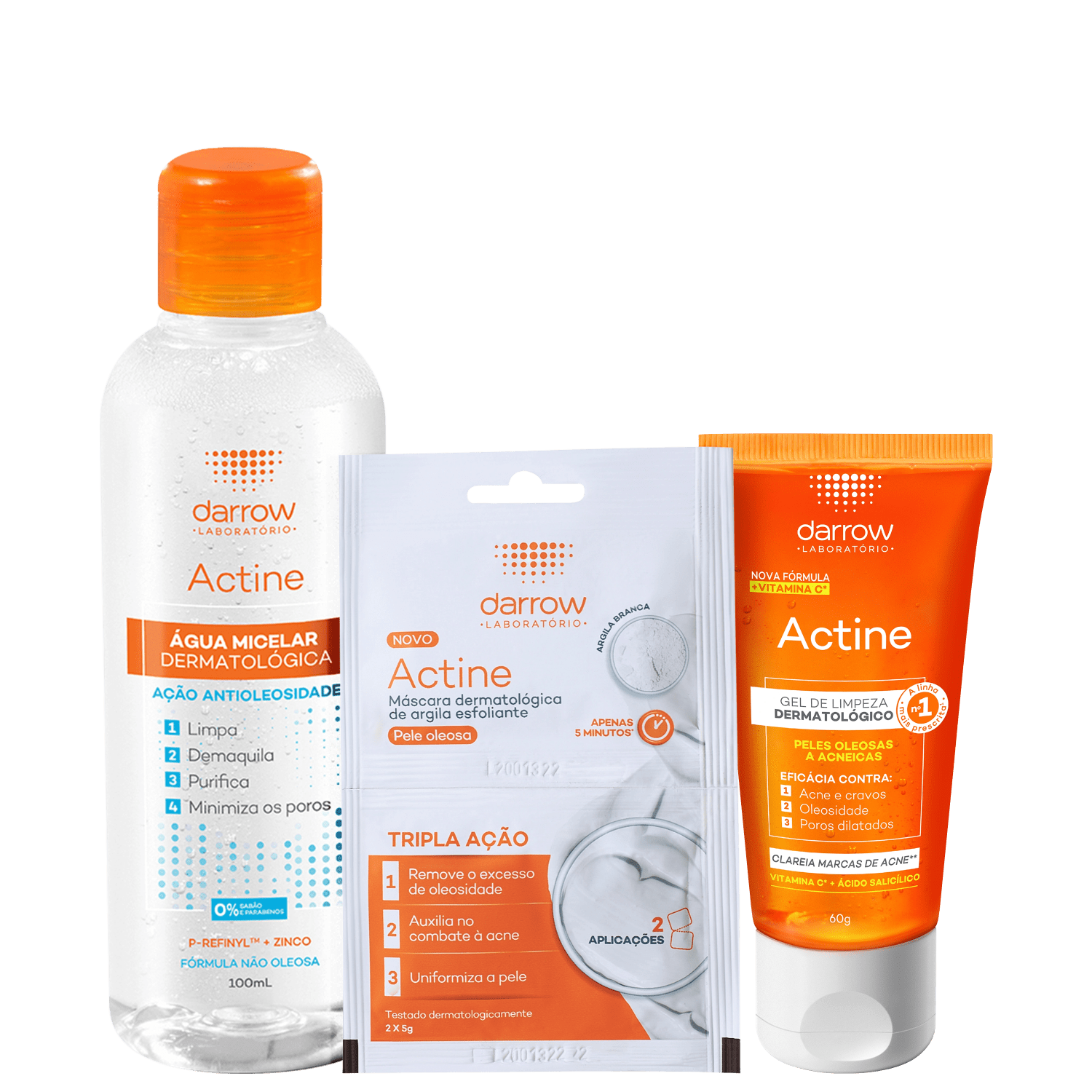 Kit Darrow Actine Pele Oleosa e Acneica Trio (3 Produtos)