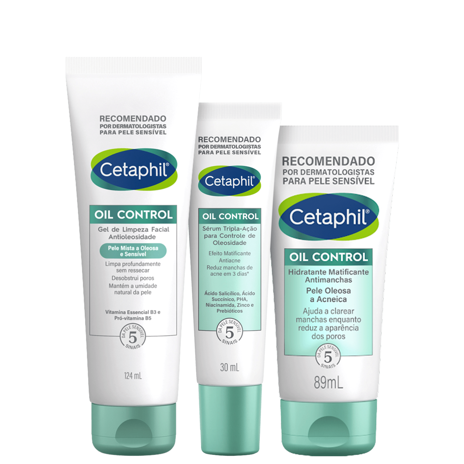 Kit Cetaphil Oil Control Pele Mista a Oleosa e Sensível (3 Produtos)
