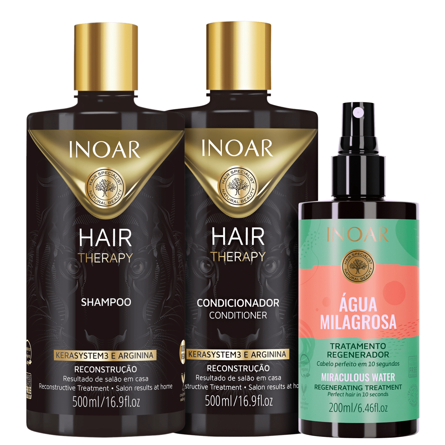 Kit Inoar Hair Therapy & Spray Água Milagrosa (3 Produtos)