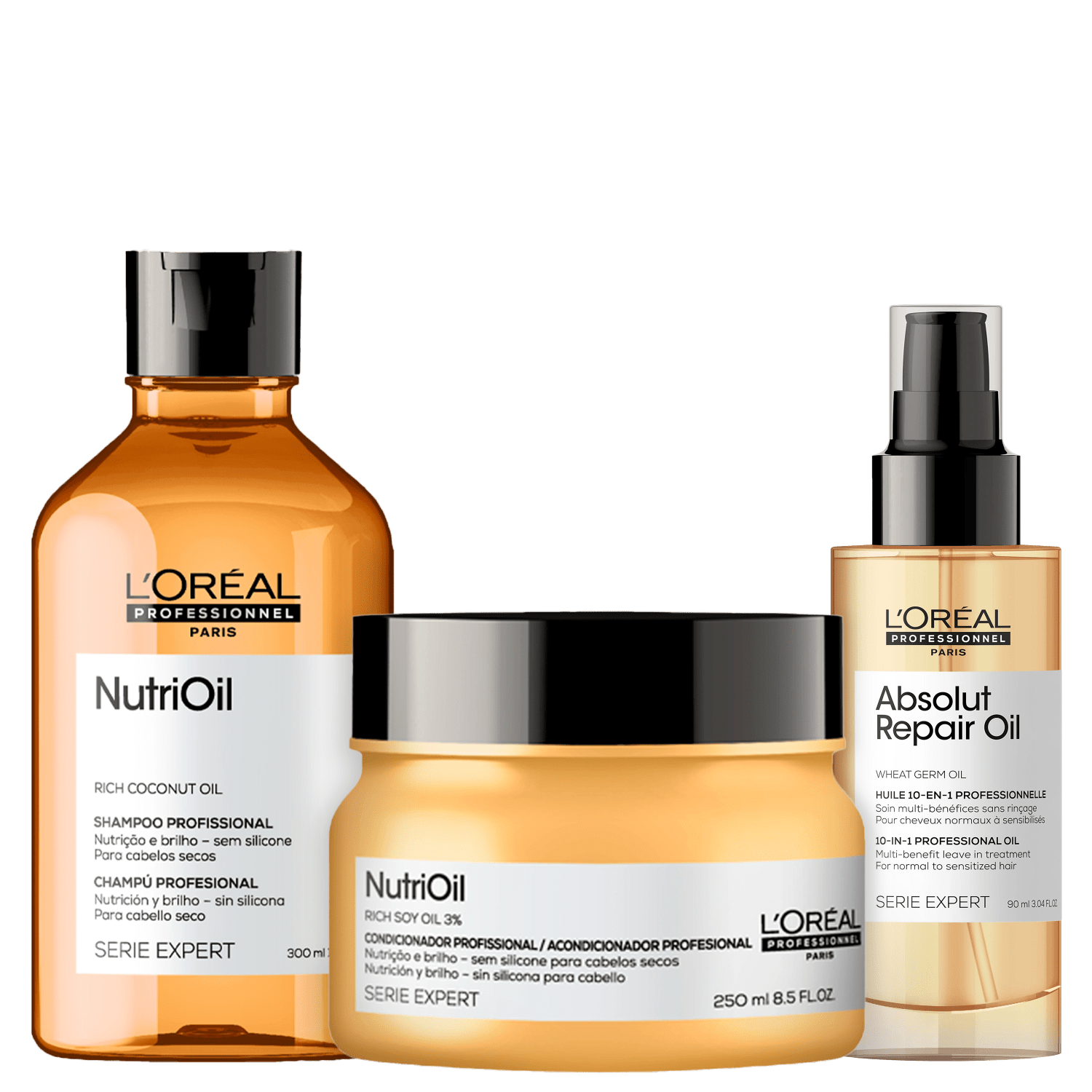 Kit L'Oréal Professionnel Serie Expert Absolut Repair Oil NutriOil Trio (3 Produtos)