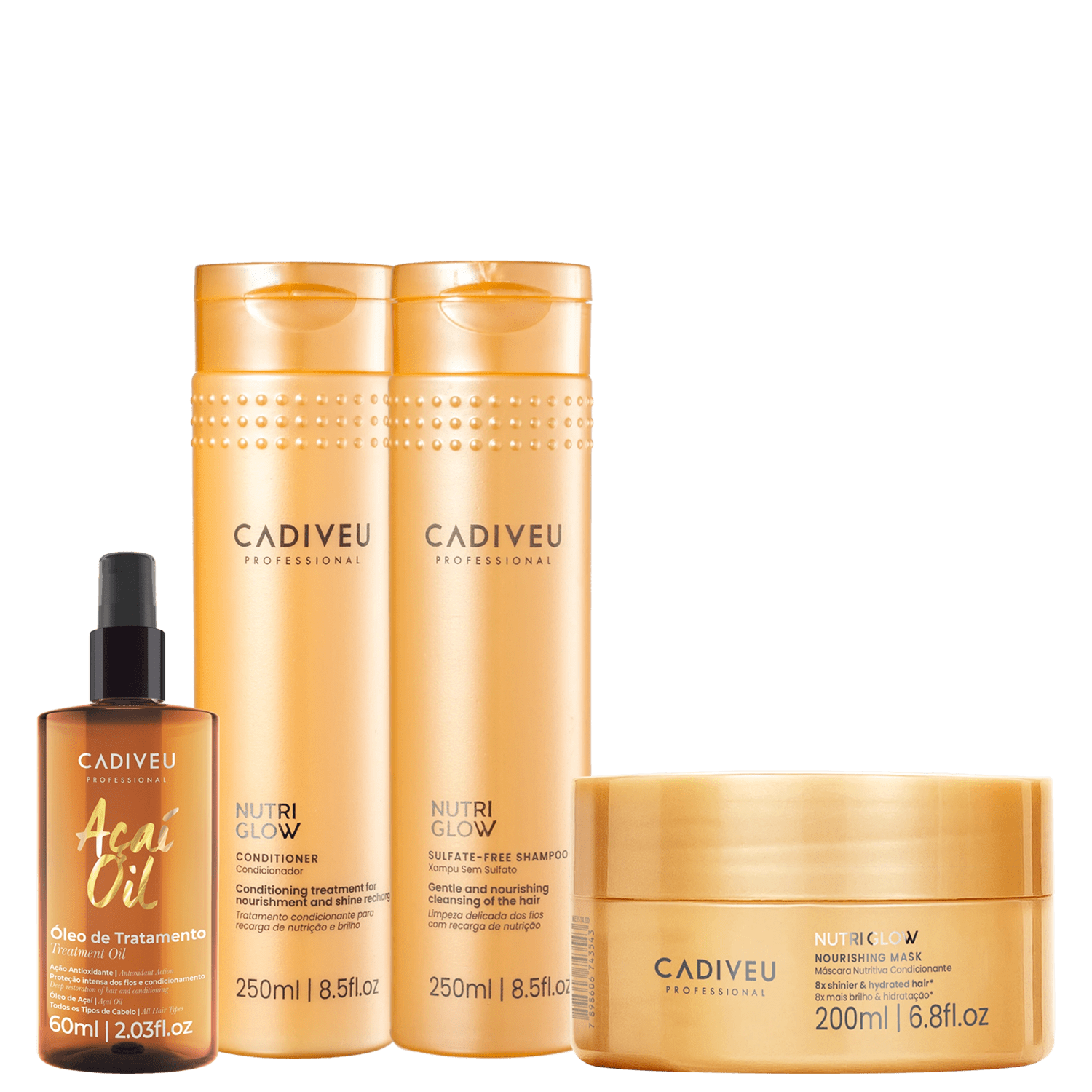Kit Cadiveu Professional Nutri Glow Açaí Oil Care Quarteto (4 Produtos)