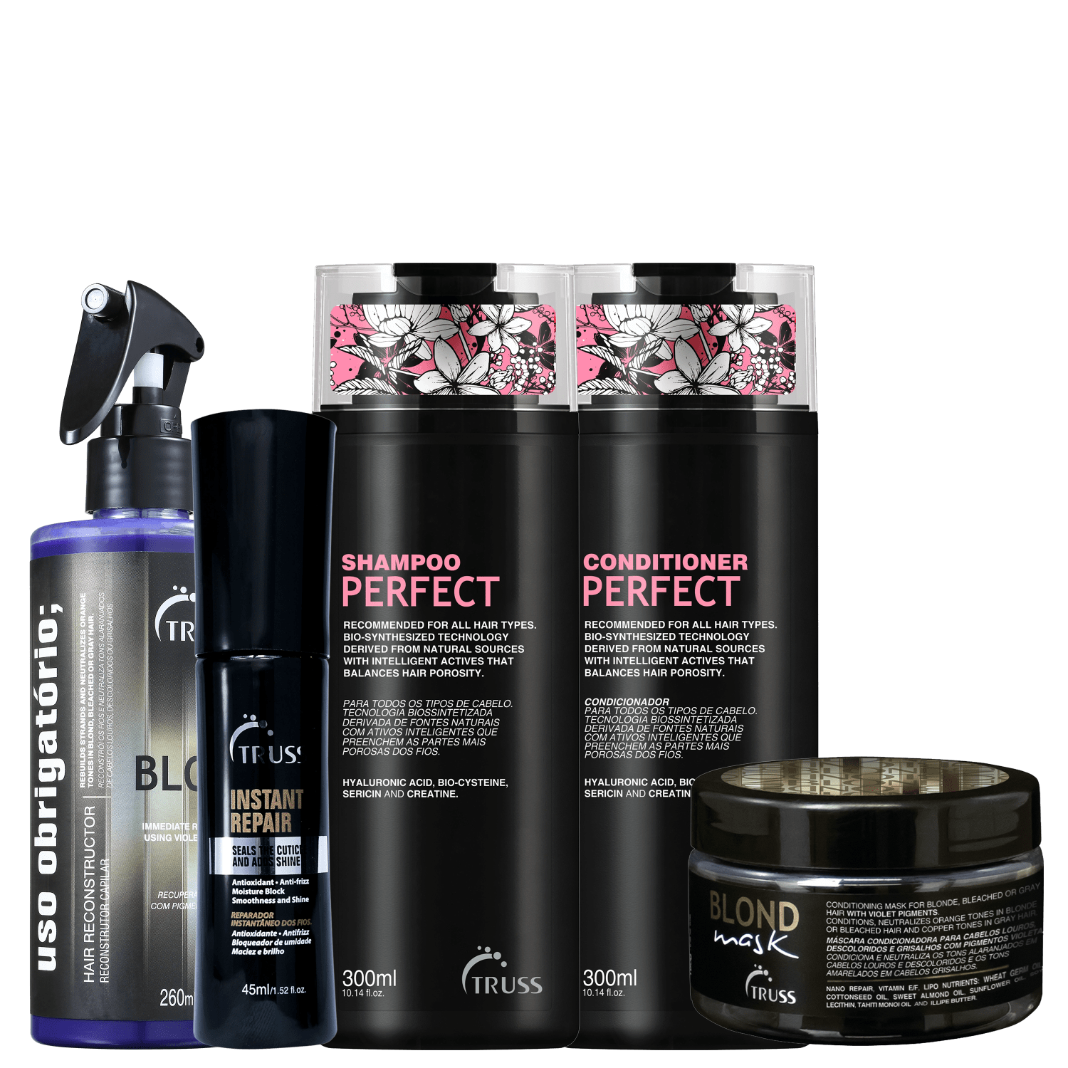 Kit TRUSS Perfect + Blond Mask + Instant Repair + Uso Obrigatório (5 Produtos)