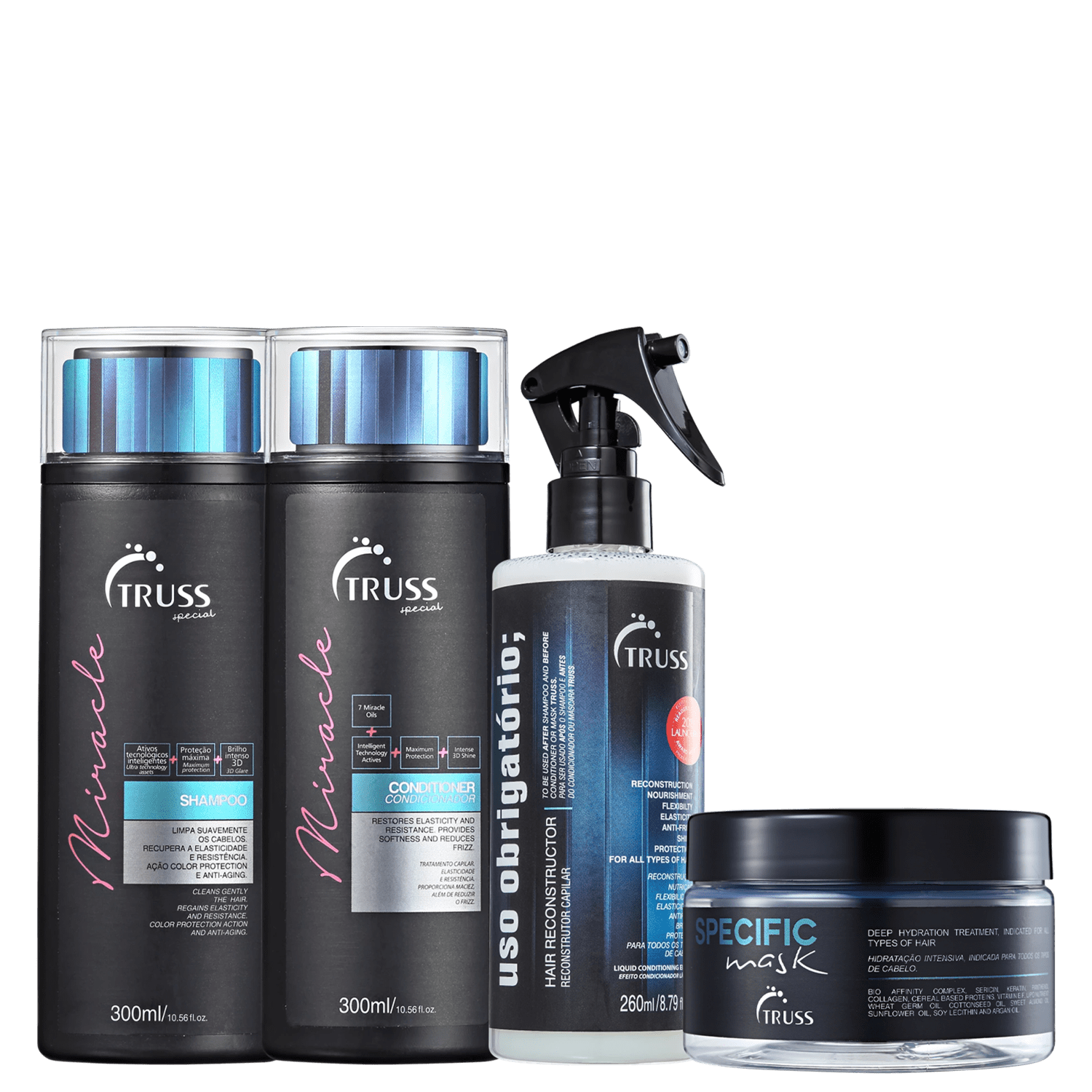 Kit TRUSS Miracle + Specific Mask + Uso Obrigatório (4 Produtos)
