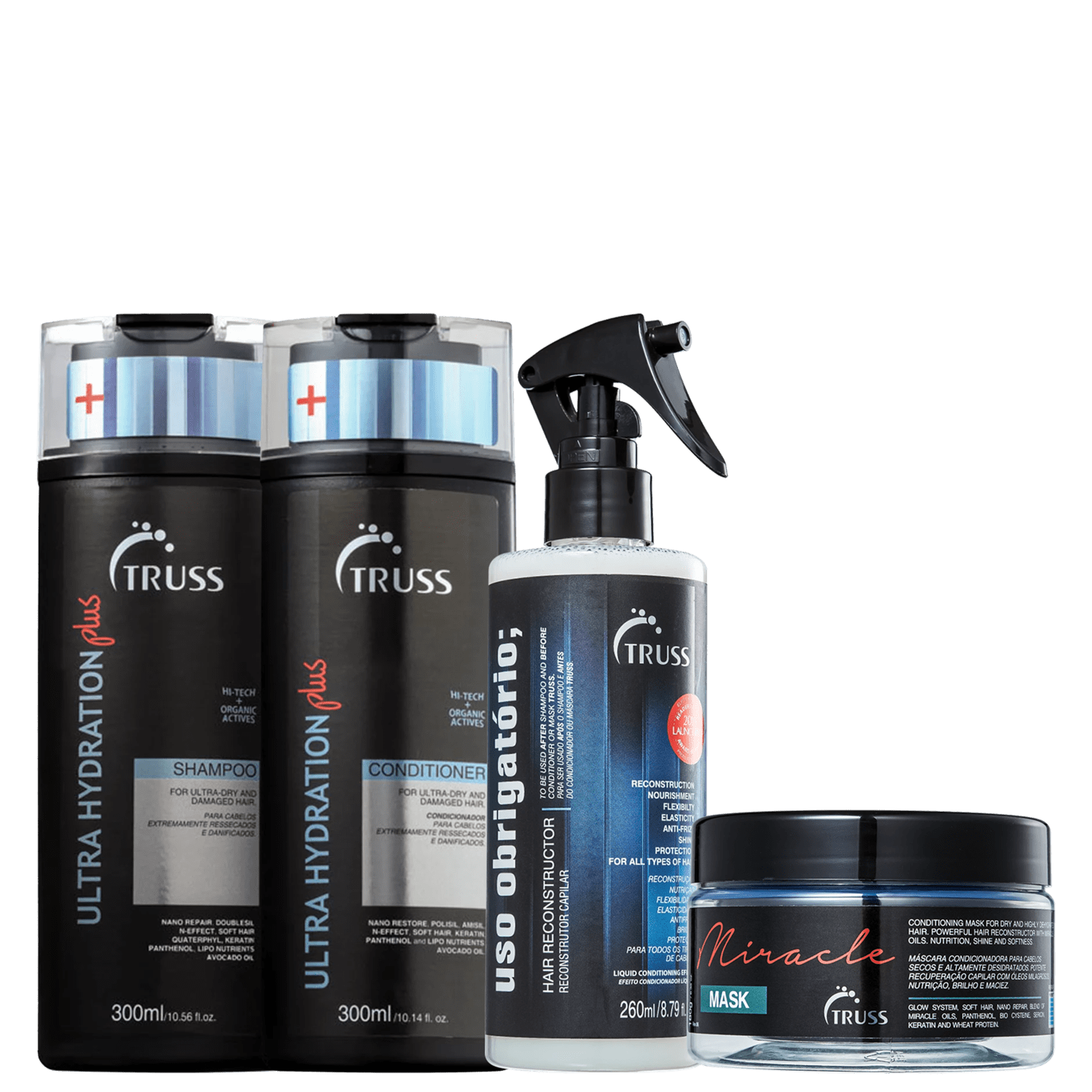 Kit TRUSS Hydration Plus + Uso Obrigatório + Miracle (4 Produtos)