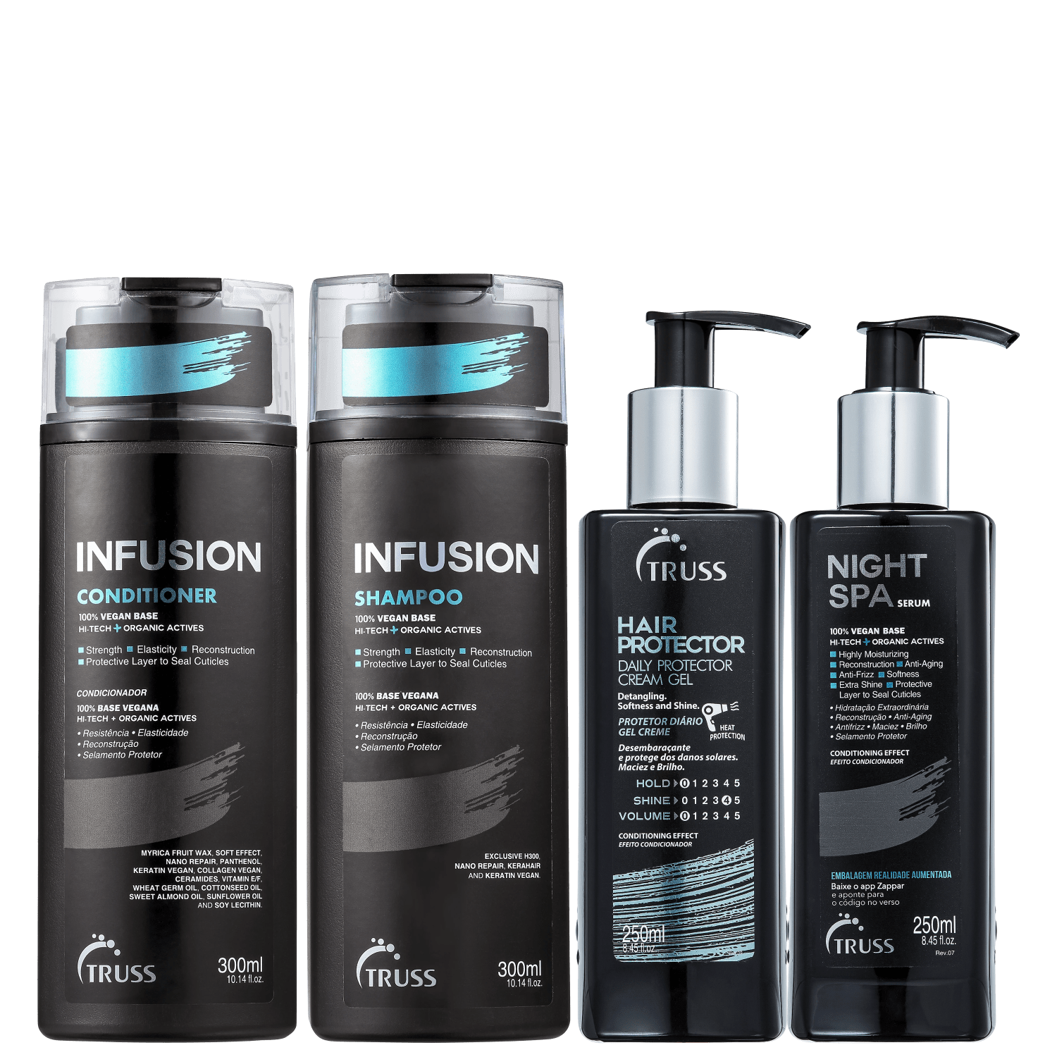 Kit TRUSS Infusion + Hair Protector + Night Spa Quarteto (4 Produtos)