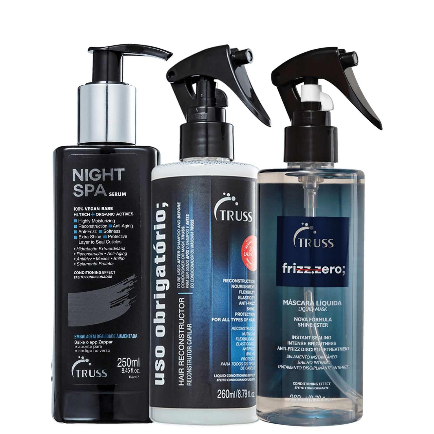 Kit TRUSS Night SPA Uso Obrigatório Frizz Zero Combo (3 Produtos)