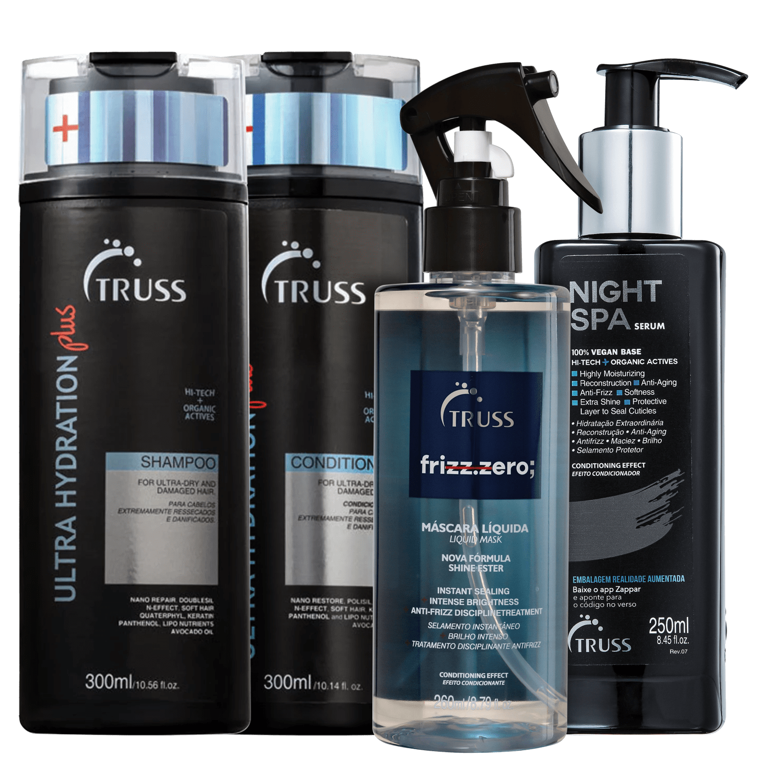 Kit TRUSS Ultra Hydration Plus + Night Spa + Frizz Zero (4 Produtos)