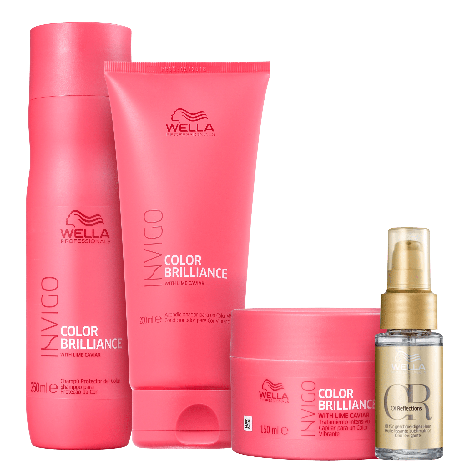 Kit Wella Professionals Invigo Color Brilliance + Oil Reflections Quarteto Shine (4 Produtos)