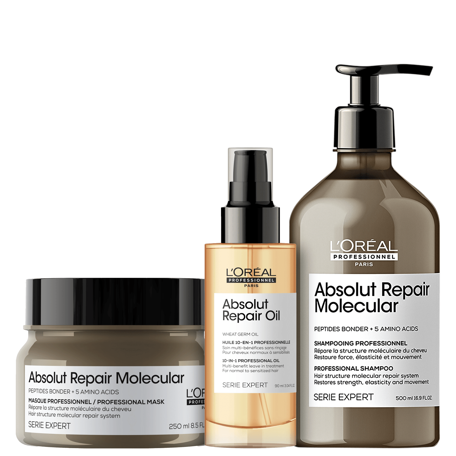 Kit L'Oréal Professionnel Absolut Repair Molecular + Repair Oil Reparação (3 Produtos)