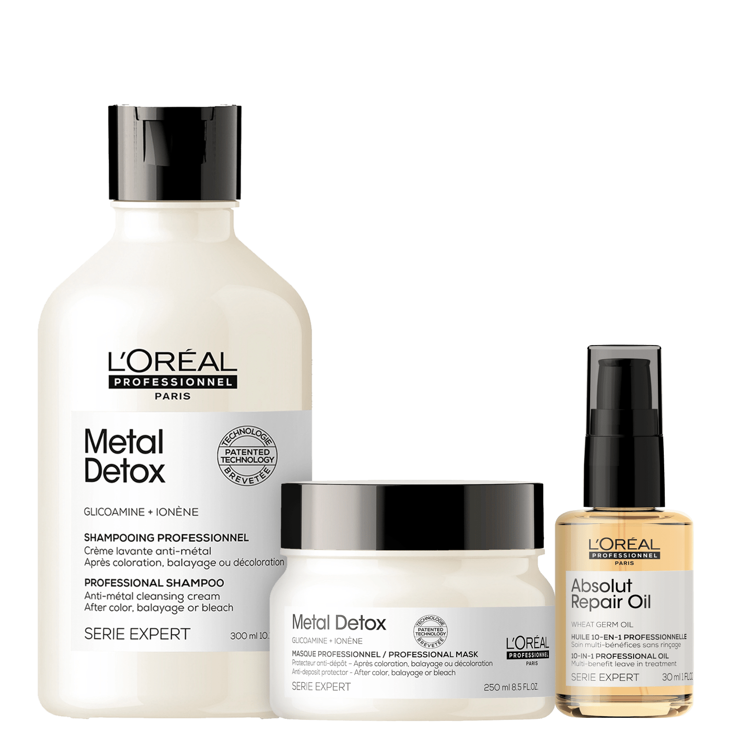 Kit L'Oréal Professionnel Metal Detox + Absolut Repair Oil (3 Produtos)