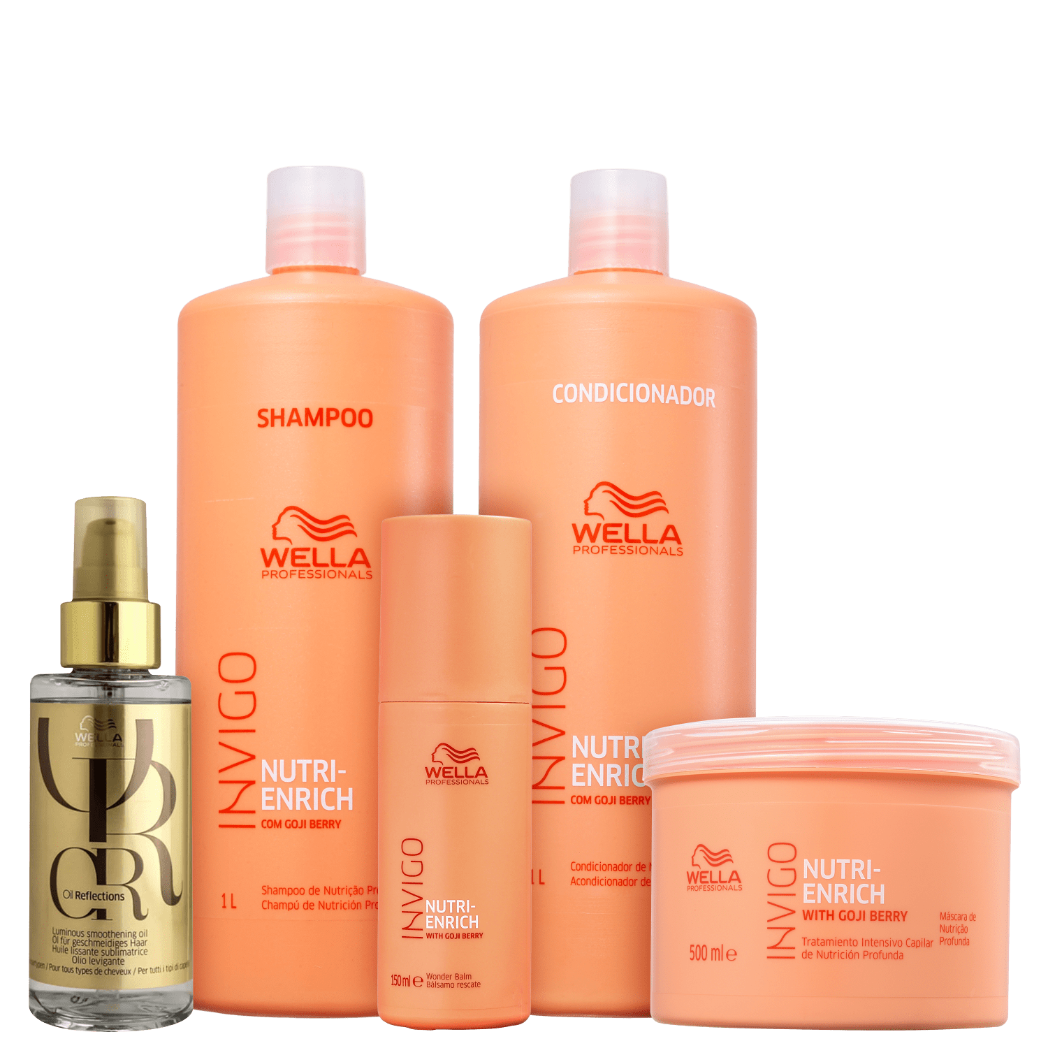 Kit Wella Professionals Invigo Nutri-Enrich & Oil Reflections Super Salon (5 Produtos)