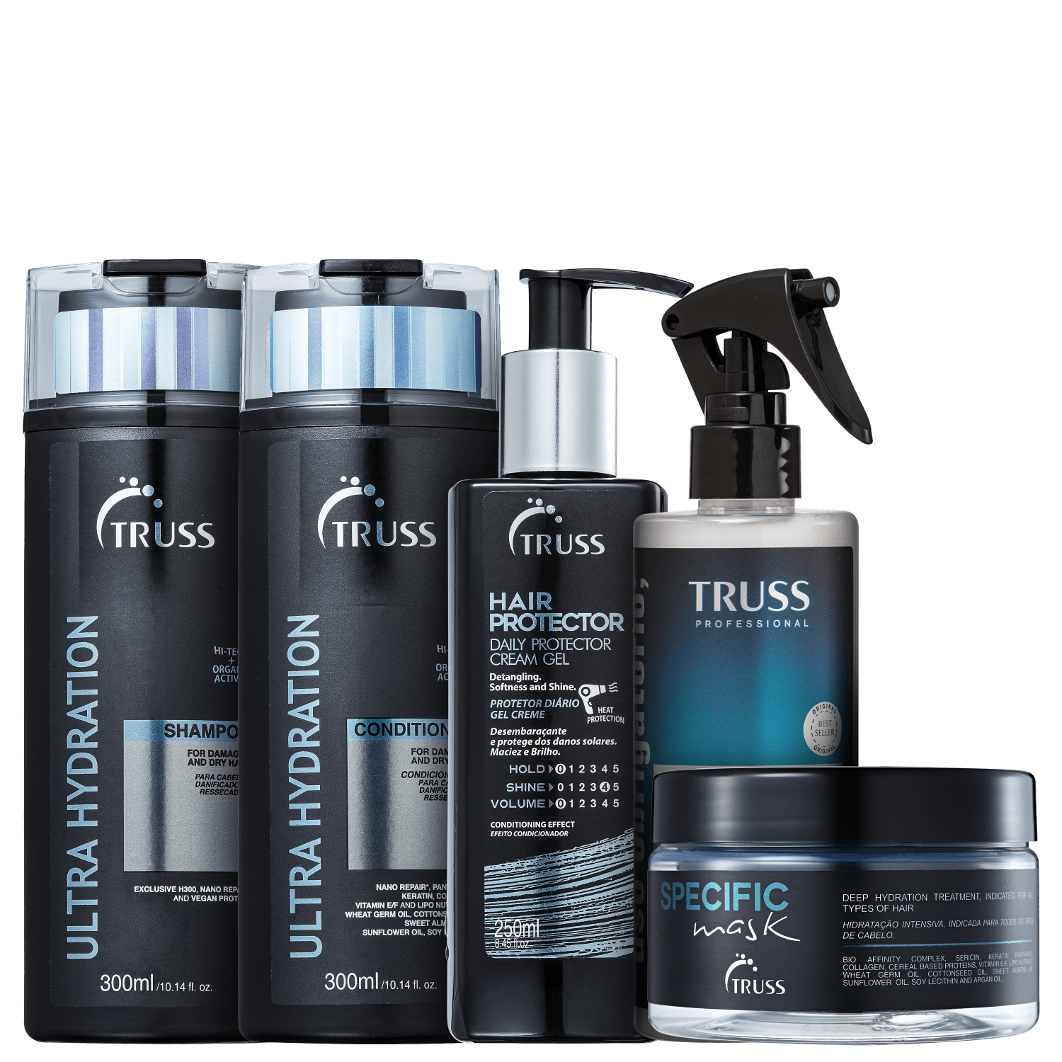Kit TRUSS Ultra Hydration + Uso Obrigatório + Specific Mask + Hair Protector (5 Produtos)