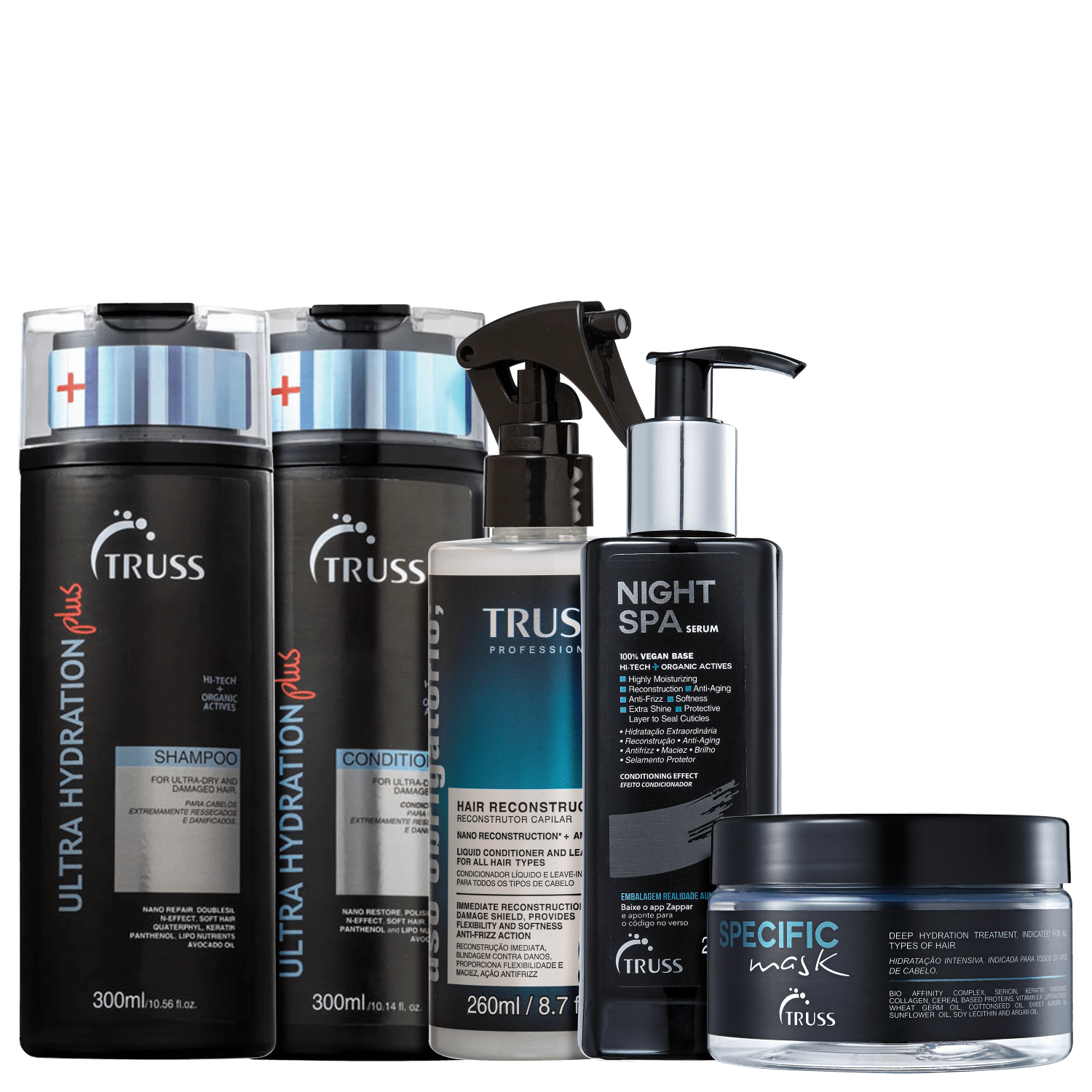 Kit TRUSS Ultra Hydration Plus + Specific + Night Spa + Uso Obrigatório (5 Produtos)