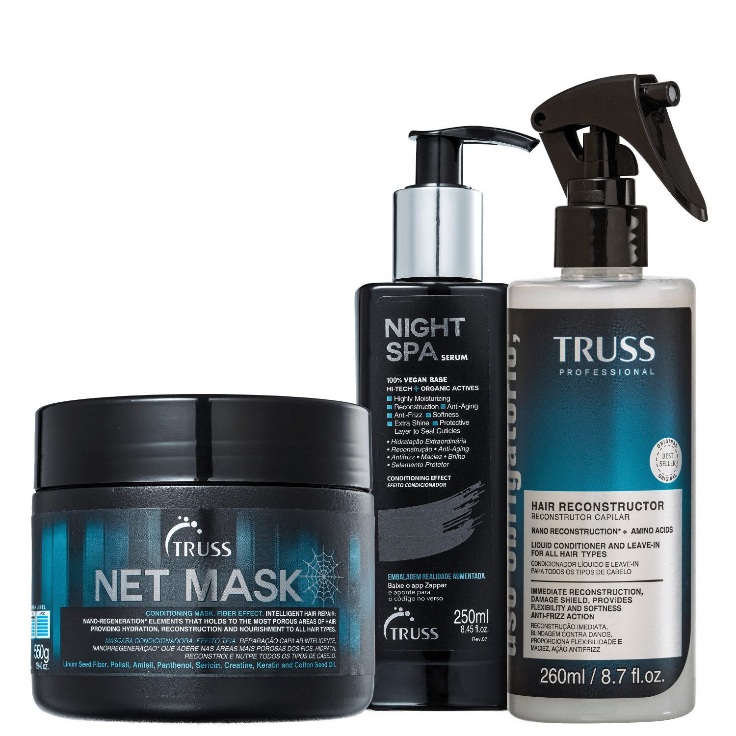 Kit TRUSS Uso Obrigatório + Net Mask + Night Spa (3 Produtos)