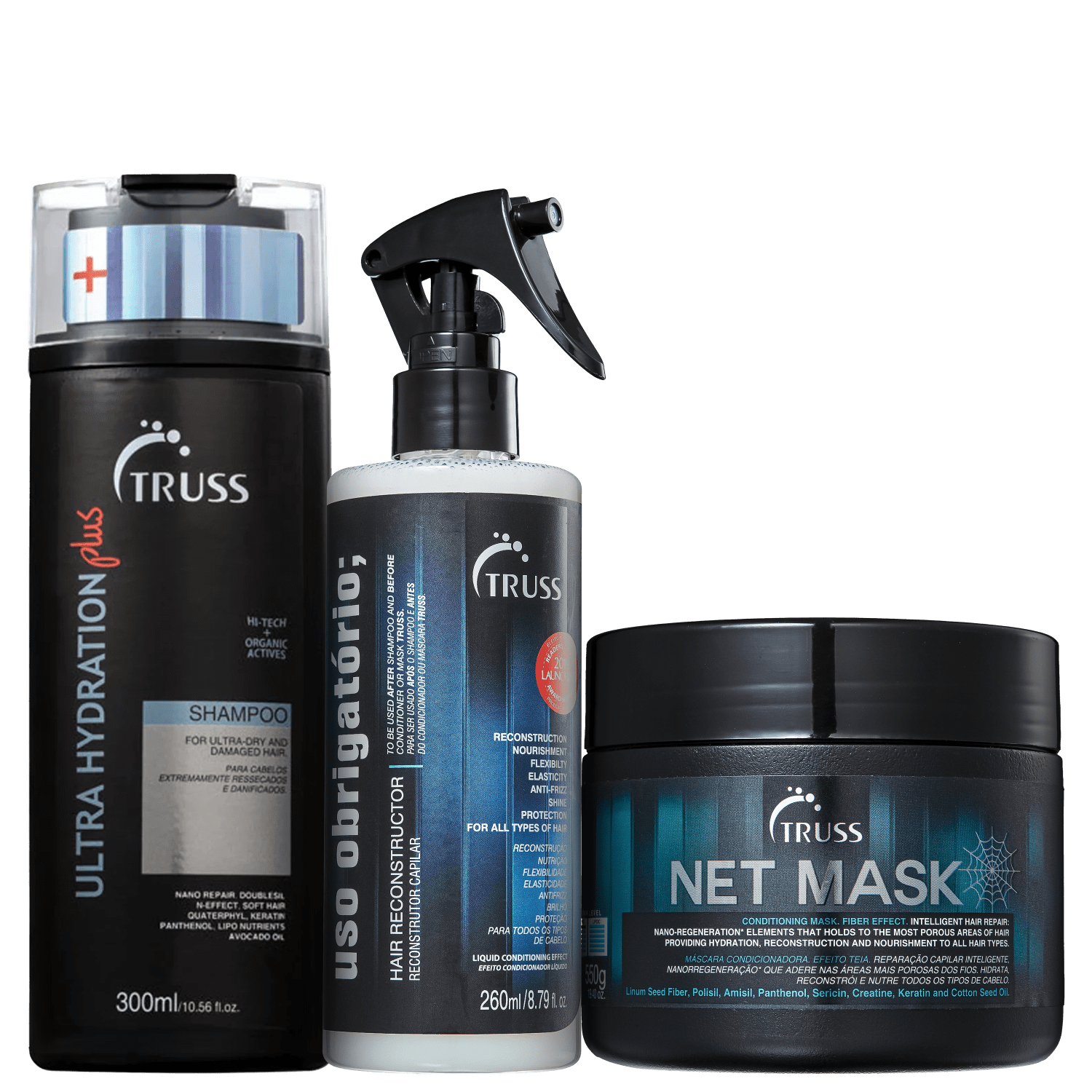 Kit TRUSS Ultra Hydration Plus + Uso Obrigatório + Net Mask (3 Produtos)