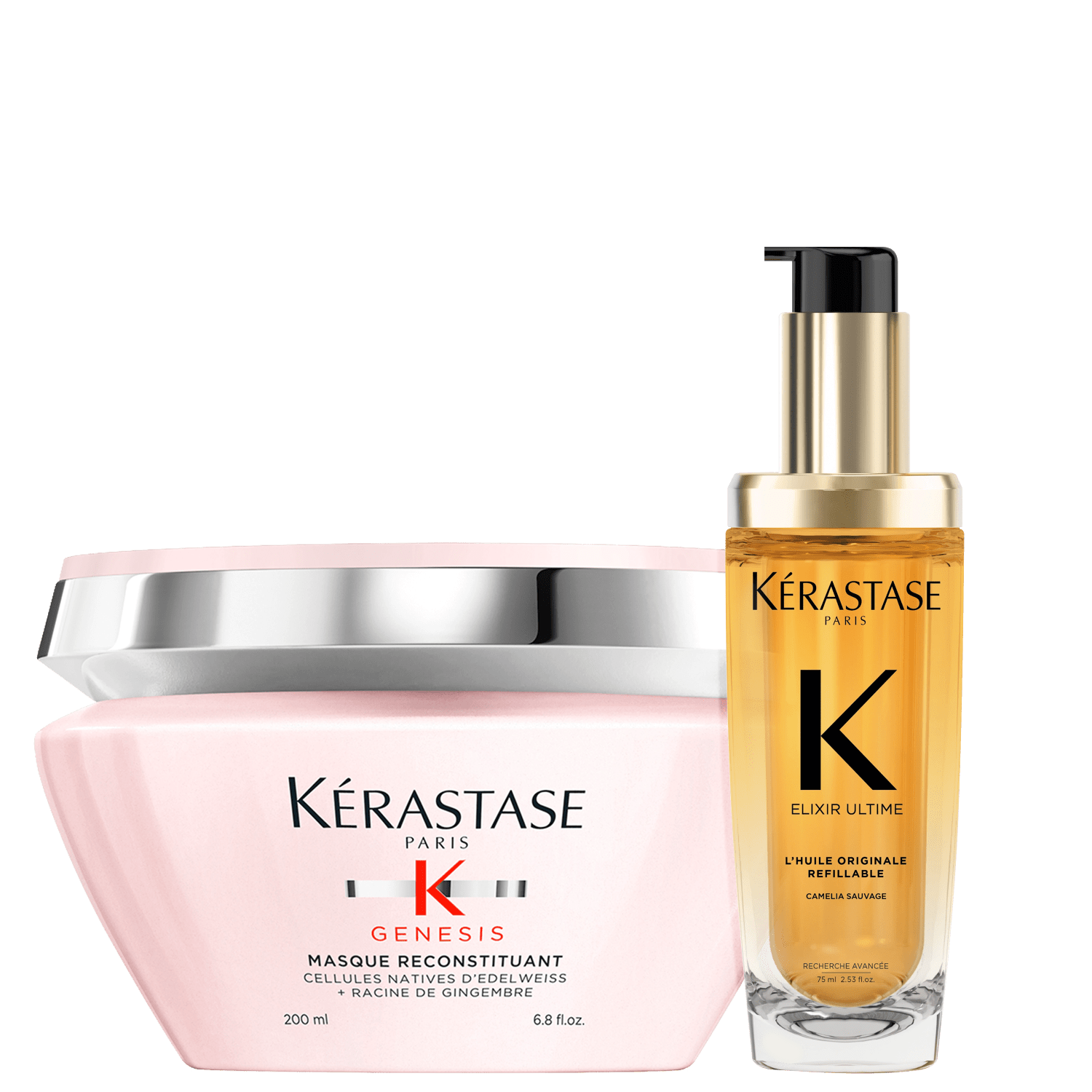 Kit Kérastase Genesis Reconstituant Elixir Ultime Refillable (2 Produtos)