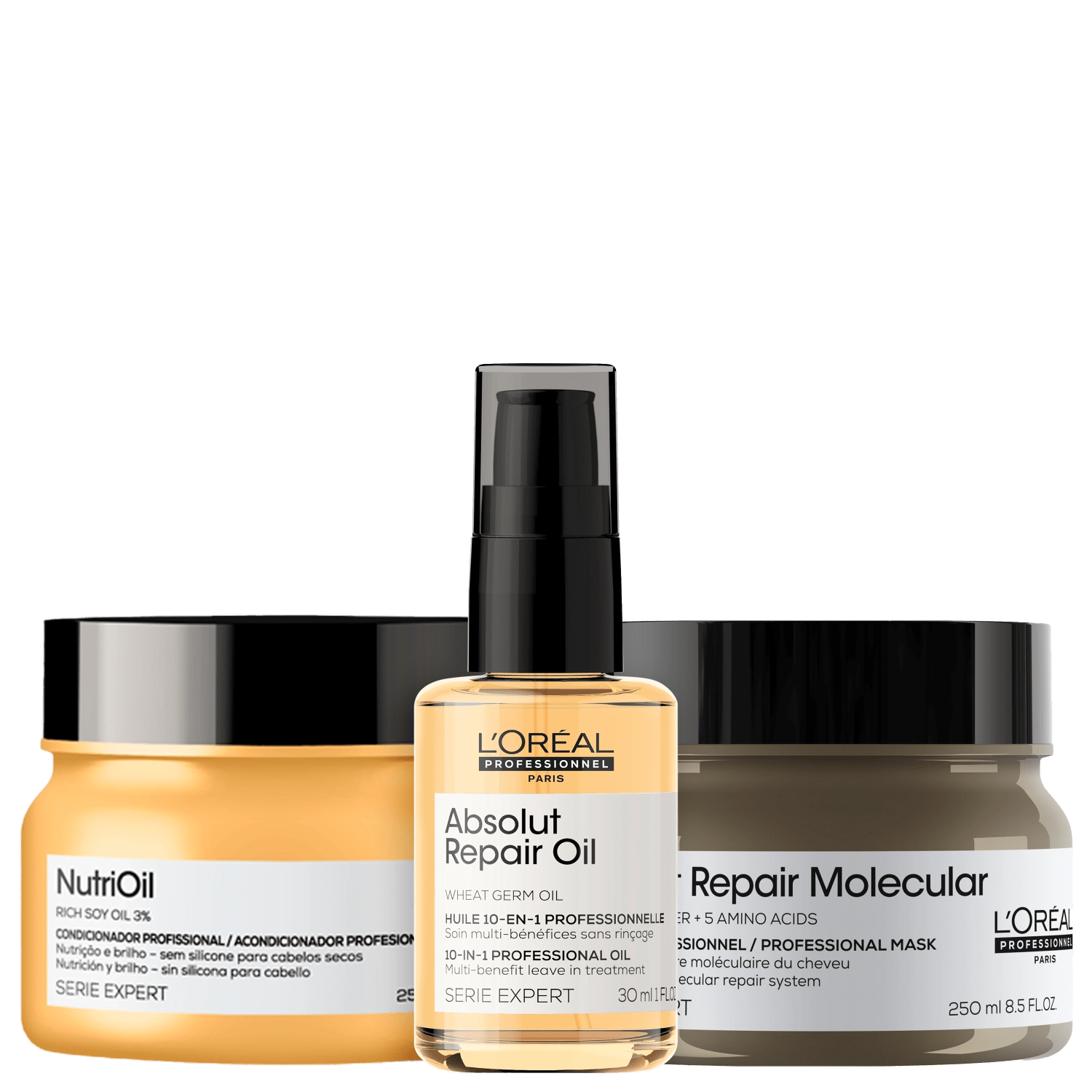 Kit L'Oréal Professionnel Absolut Repair Molecular NutriOil Masks + Repair Oil Mini (3 Produtos)