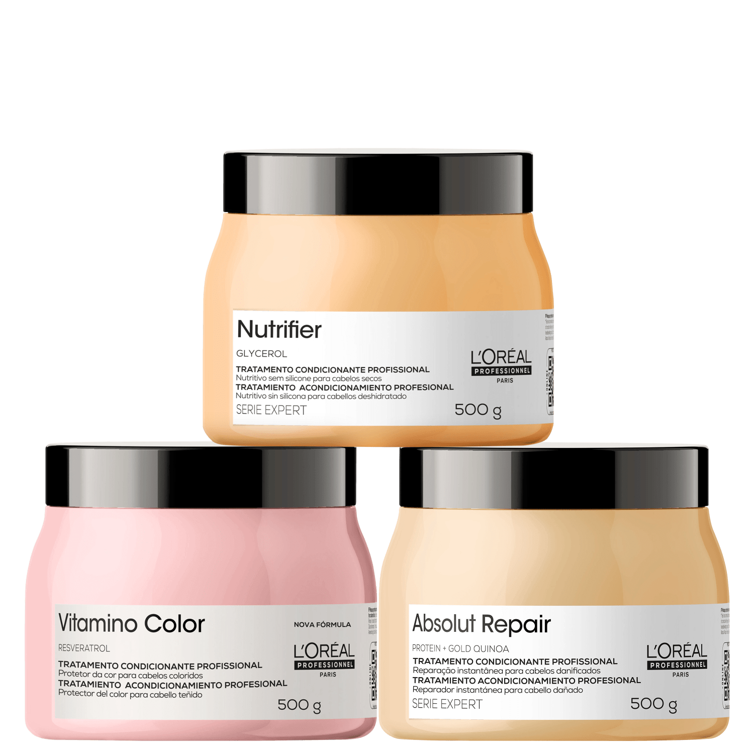 Kit L'Oréal Professionnel Serie Expert Absolut Repair Gold Quinoa + NutriOil + Vitamino Color (3 Produtos)