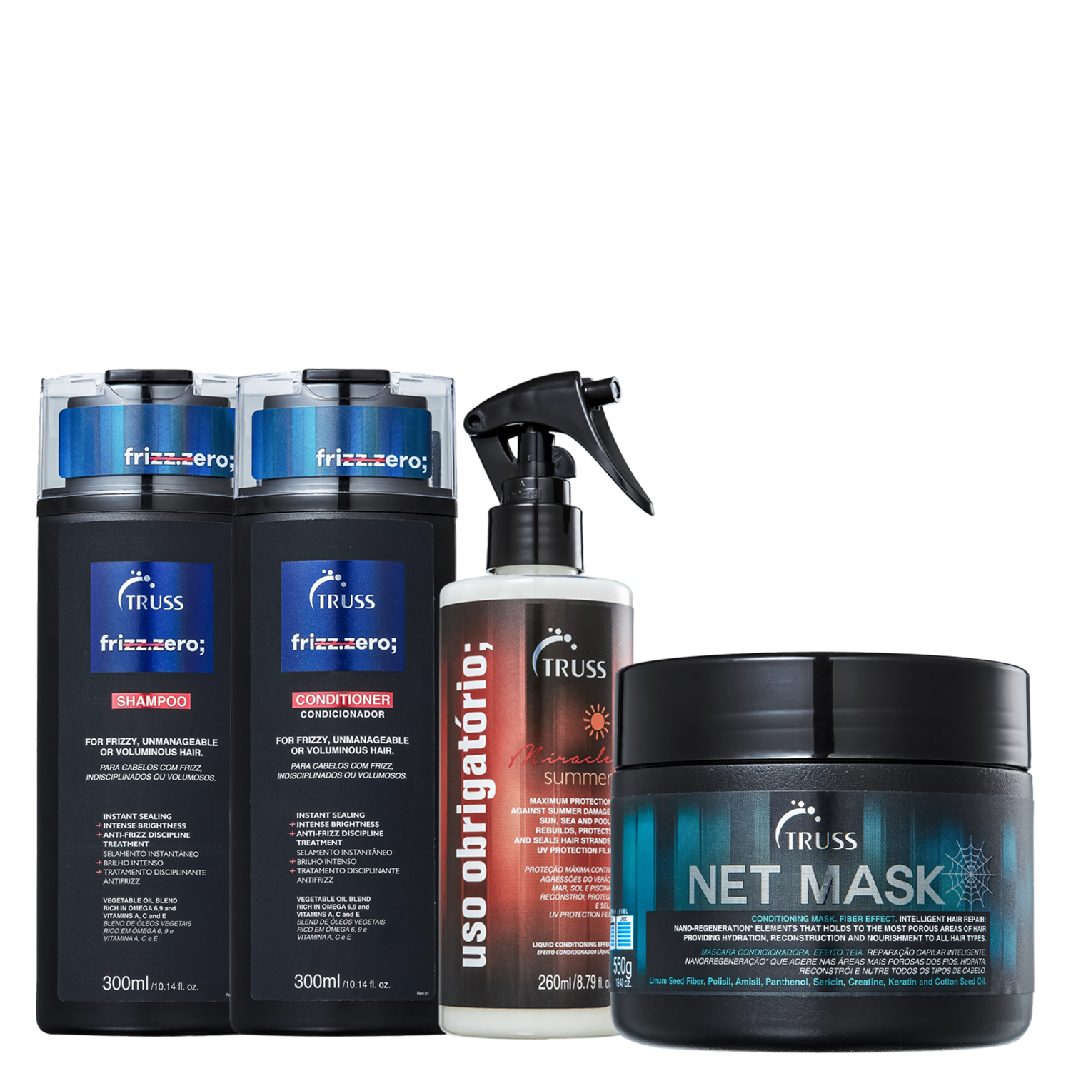 Kit TRUSS Frizz Zero Net Miracle Summer (4 Produtos)