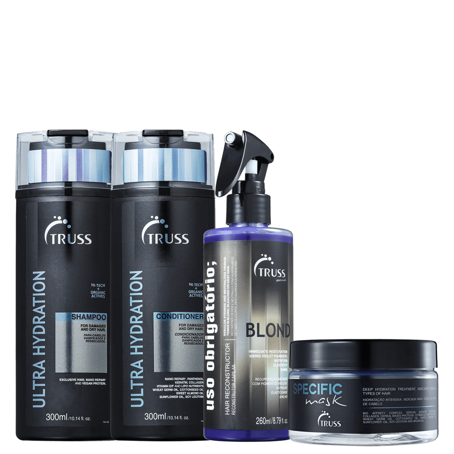 Kit TRUSS Ultra Hydration + Uso Obrigatório Blond + Specific Mask (4 Produtos)