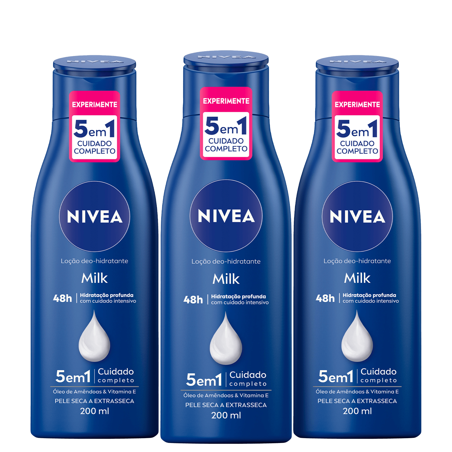 Kit NIVEA Milk Pele Seca a Extrasseca Triplo (3 Unidades)