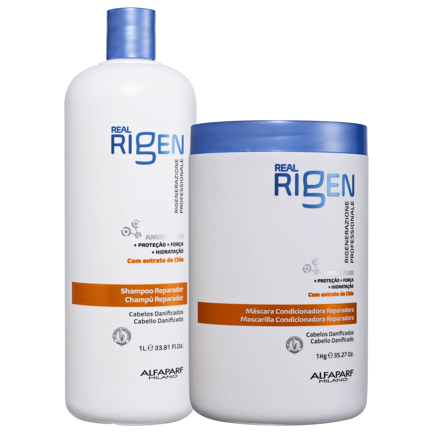 Kit Alfaparf Milano Real Rigen Reparador Mask Duo Salon (2 Produtos)