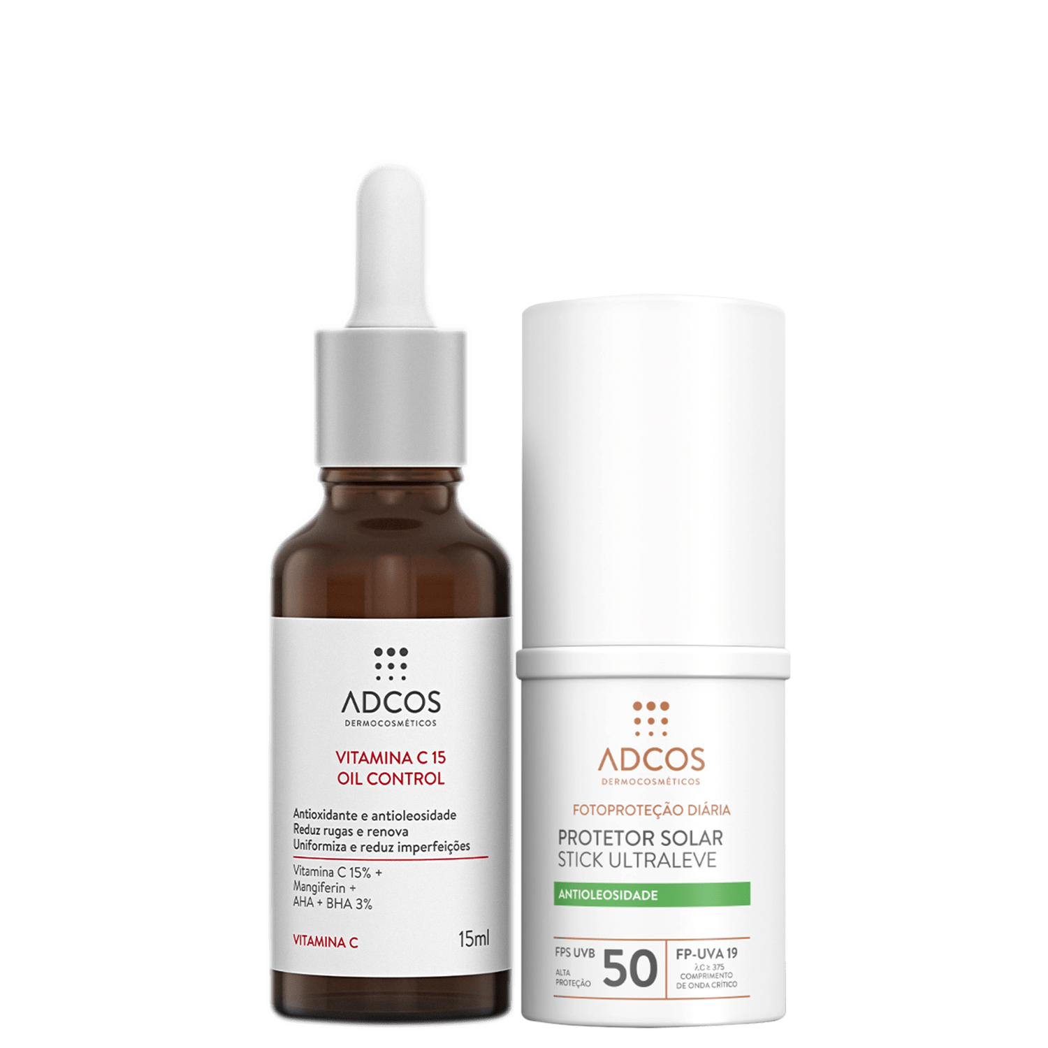 Kit Adcos Vitamina C + Stick Ultraleve FPS50 Peach (2 Produtos)
