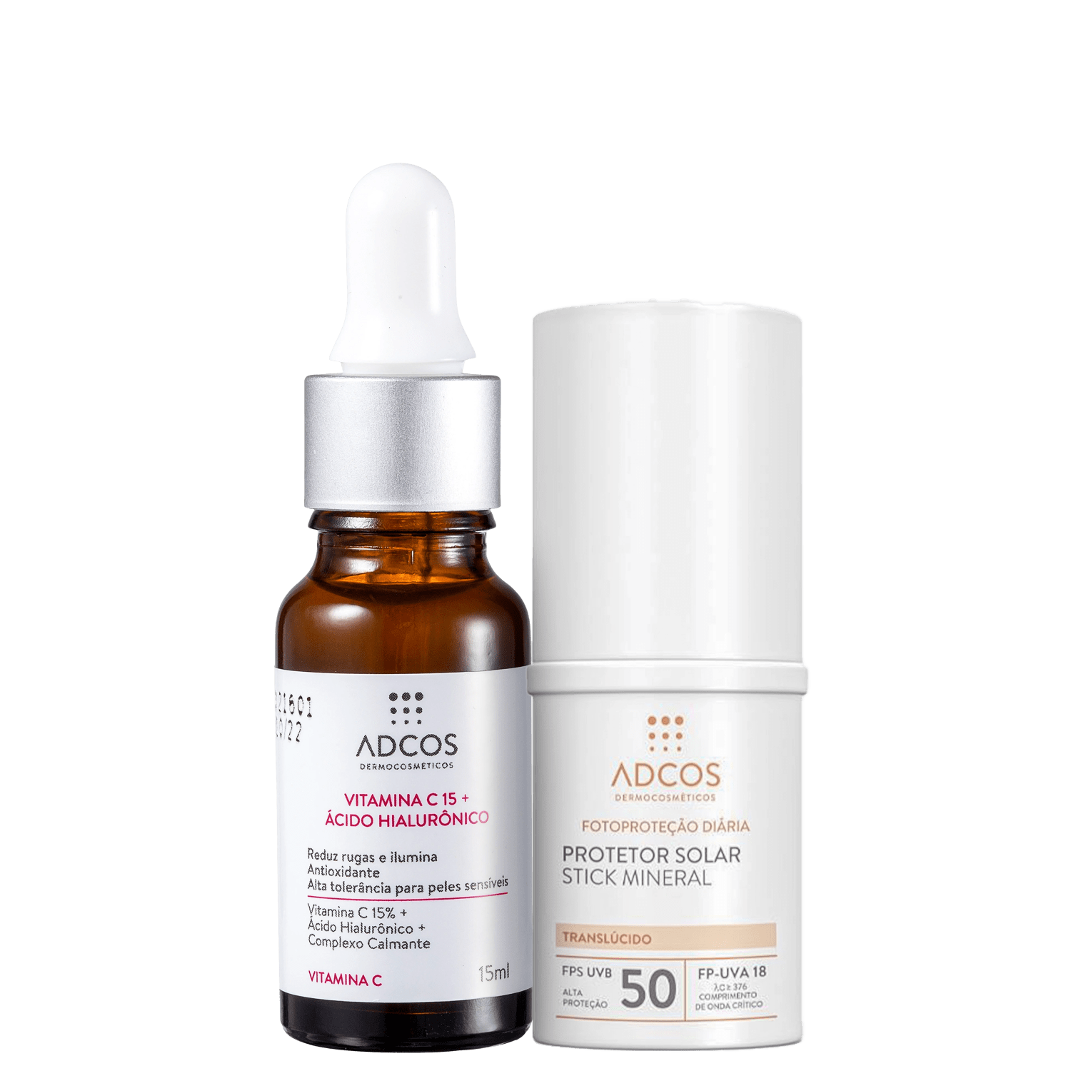Kit Adcos Vitamina C 15 + Stick Mineral Translúcido FPS 50 (2 Produtos)