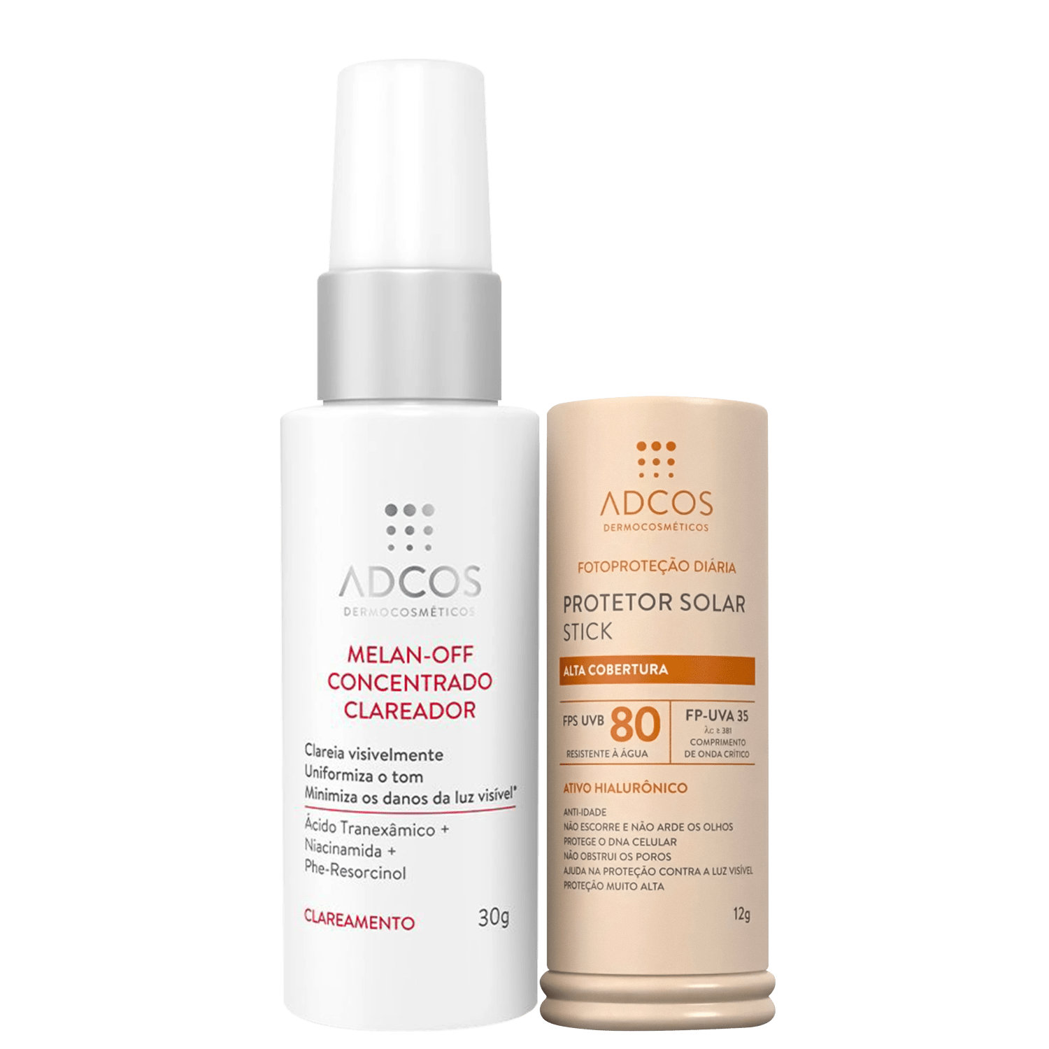 Kit Adcos Melan-Off Concentrado + Fotoproteção Diária Stick FPS 80 Ivory (2 Produtos)