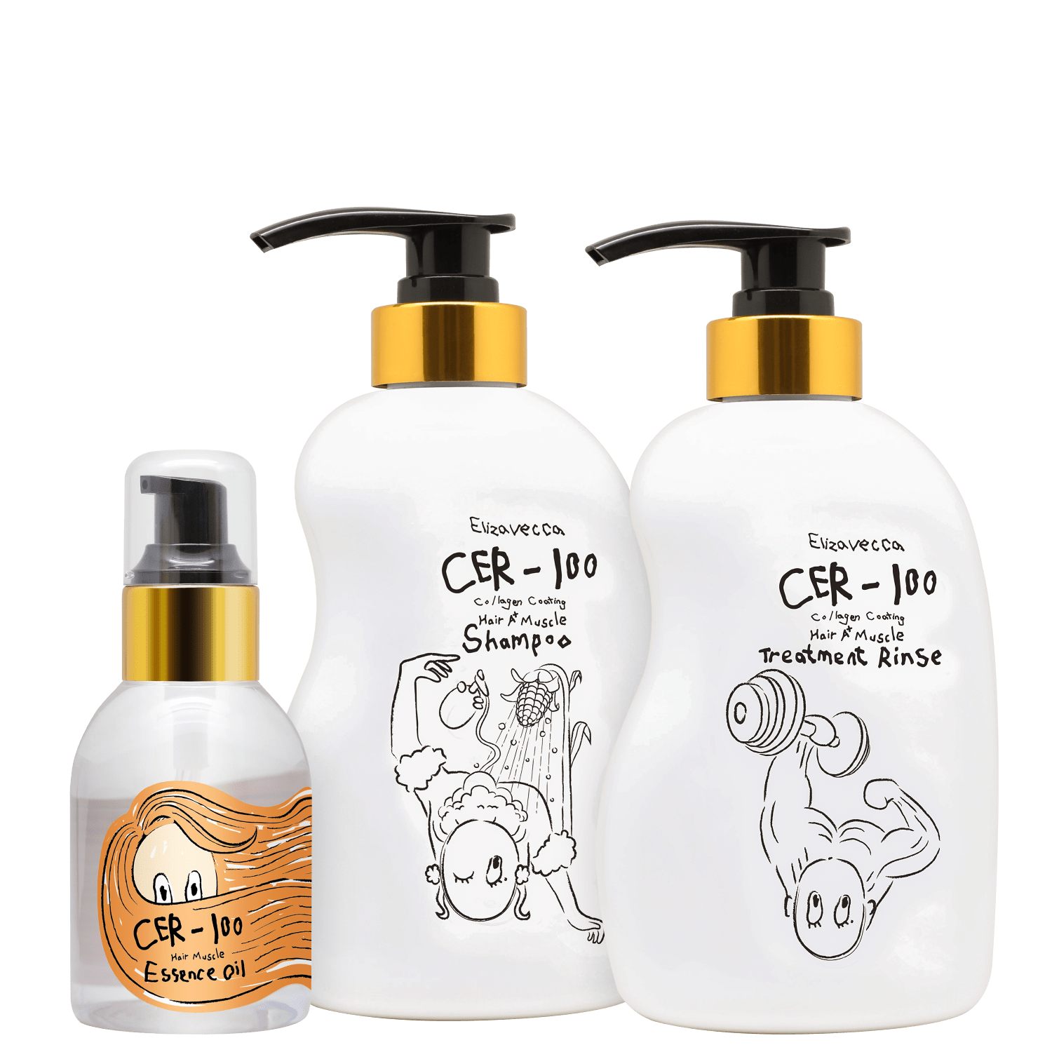 Kit Elizavecca CER-100 Collagen Coating Hair A+ Muscle + Oil (3 Produtos)