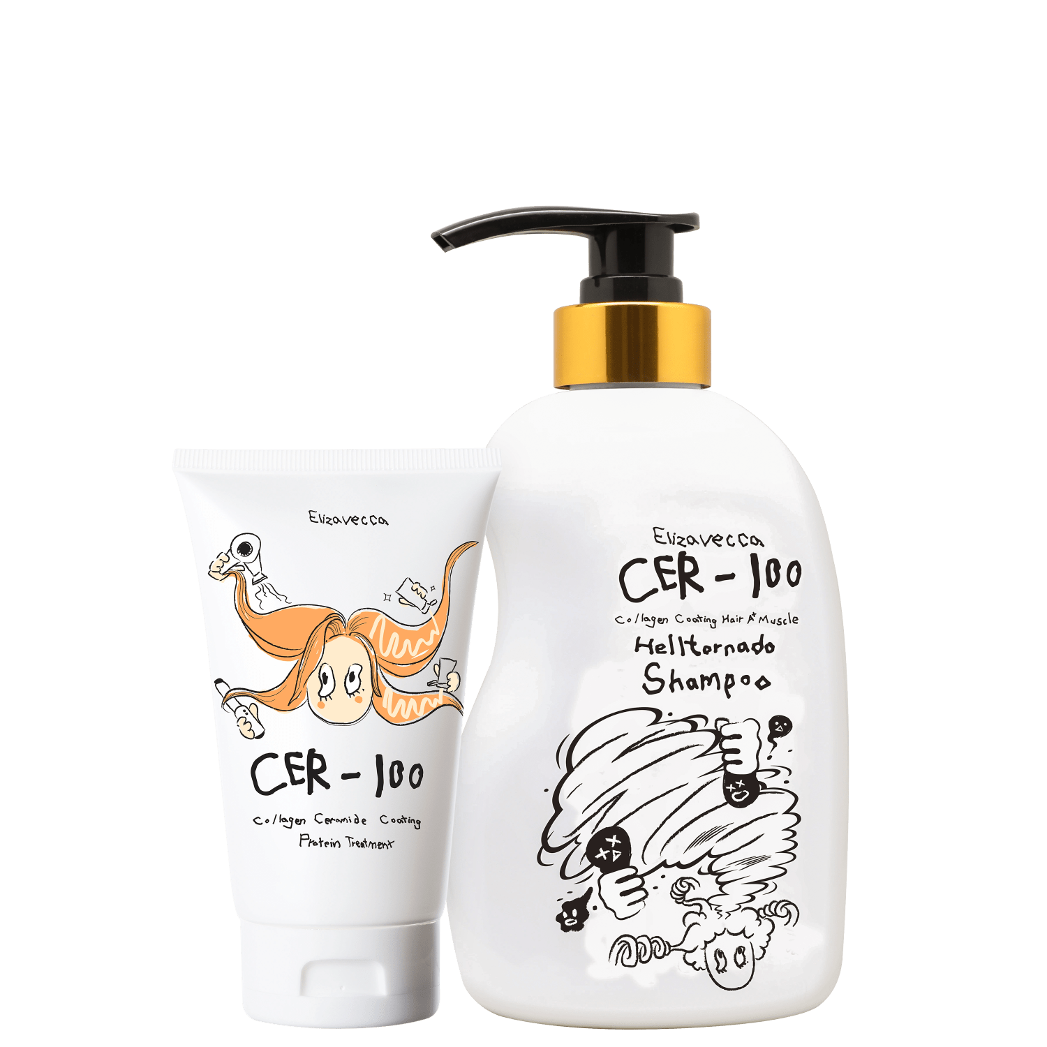 Kit Elizavecca CER-100 Collagen Hair A+ Muscle Tornado + Ceramide Coating Protein Duo (2 Produtos)