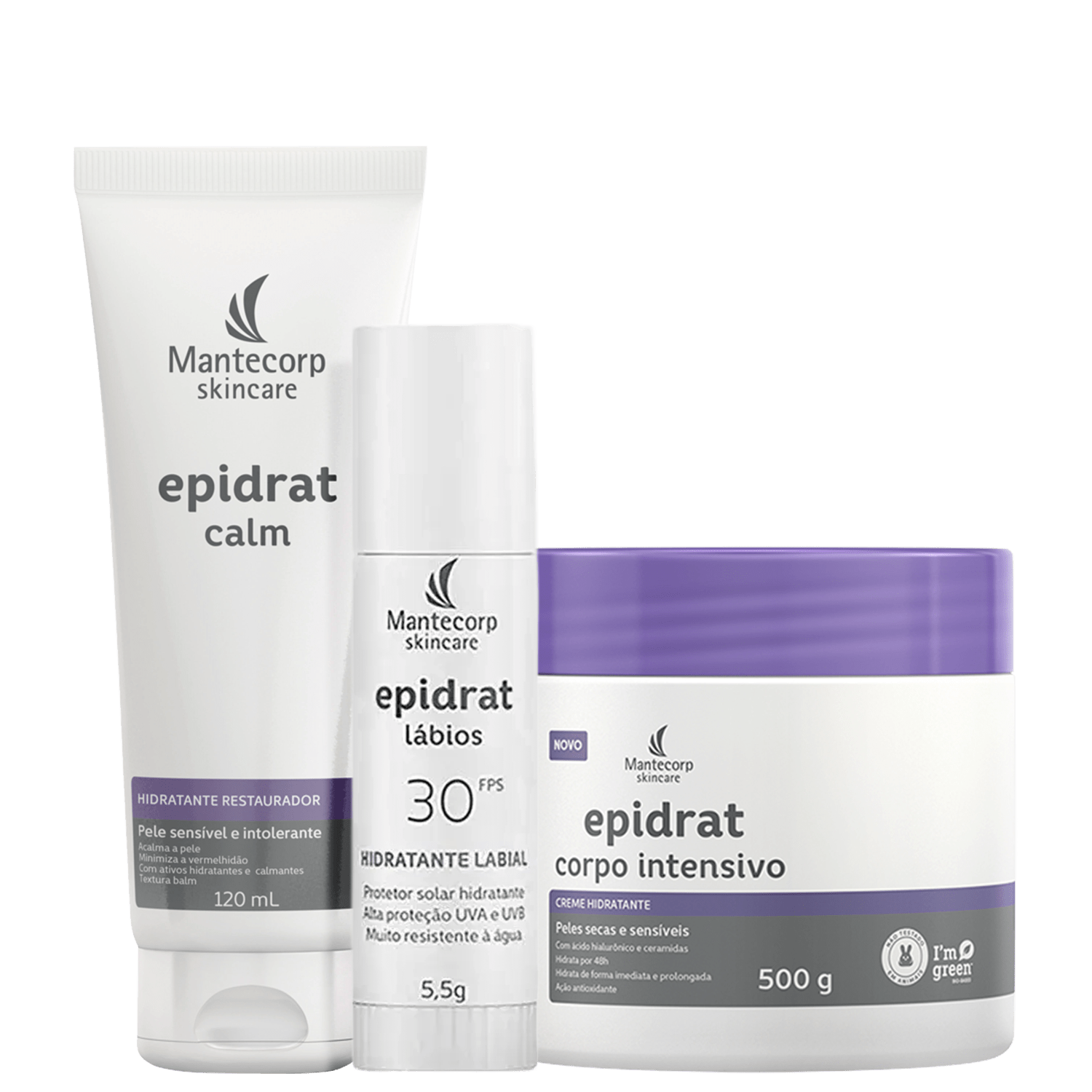 Kit Mantecorp Epidrat Calm + Intensivo + Lábios (3 Produtos)