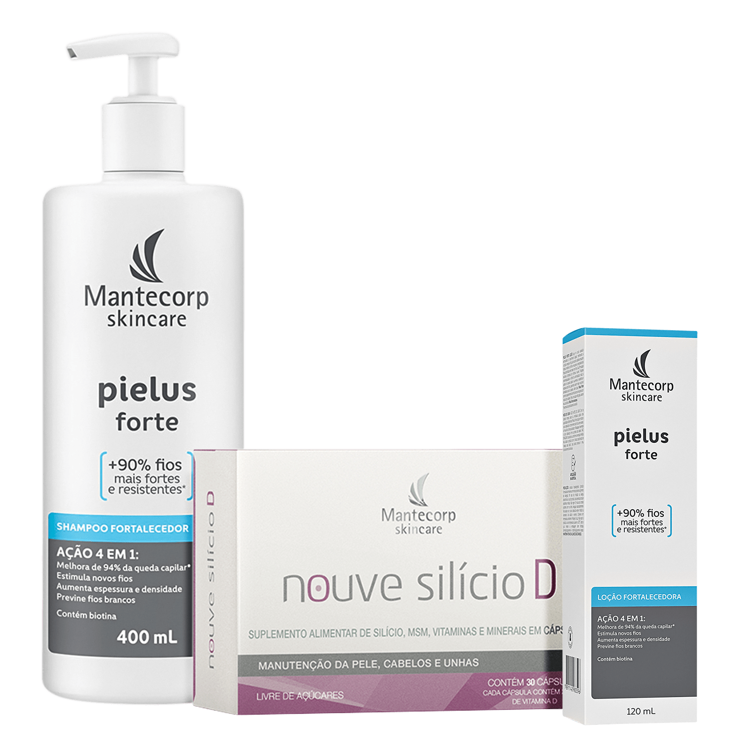 Kit Mantecorp Pielus Forte + Nouve Silicio D Trio (3 Produtos)