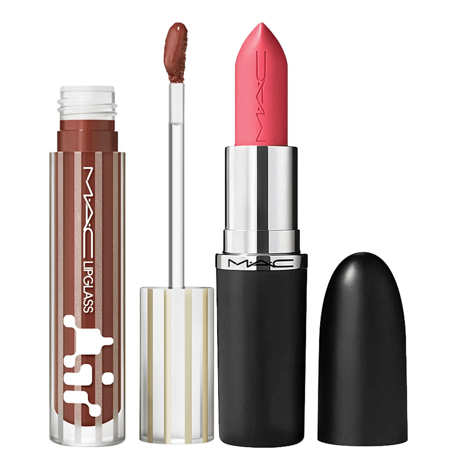 Kit M·A·C MACximal Satin Grapefruit Pucker + Lipglass Airshine Aesthetic (2 Produtos)