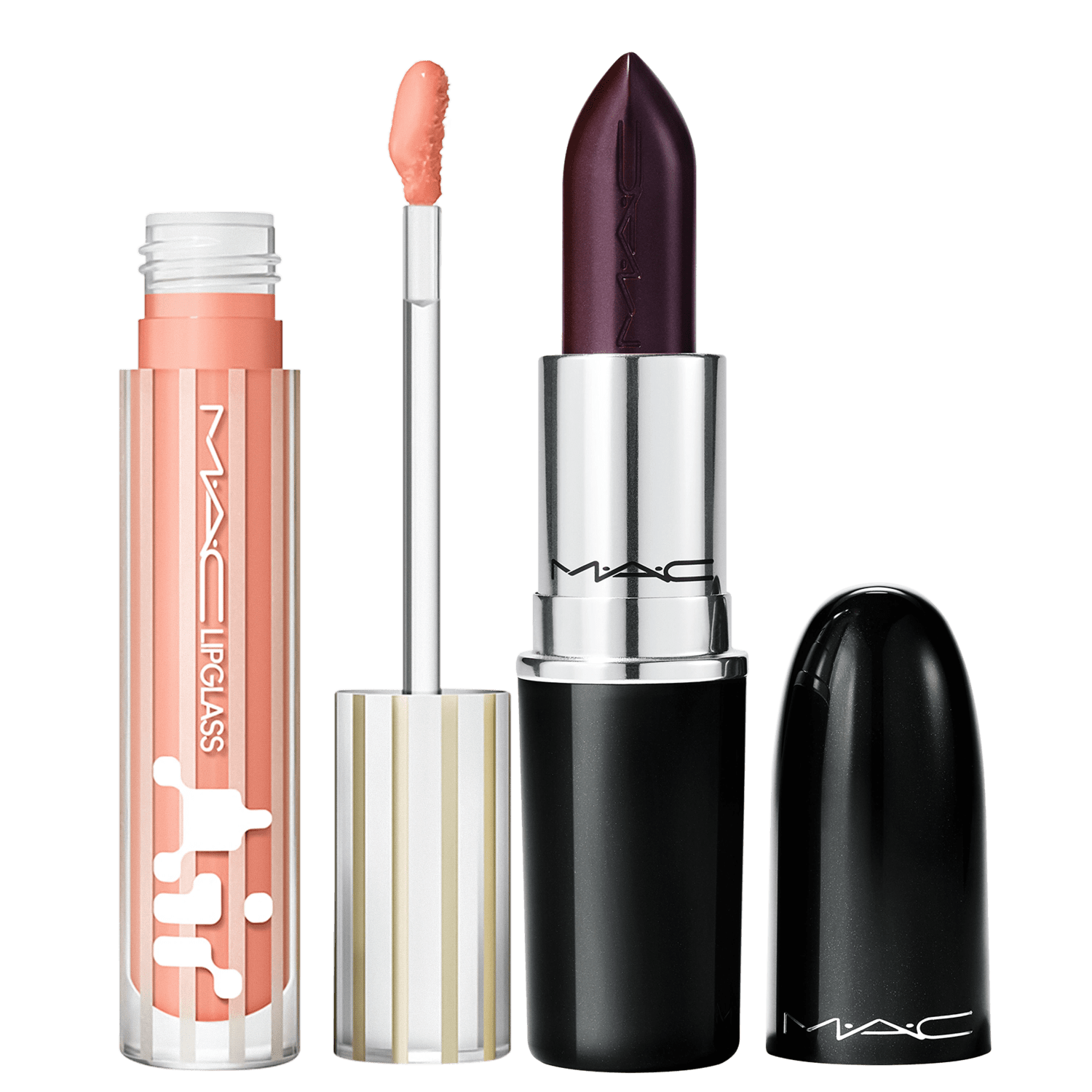 Kit M·A·C Lustreglass Succumb To Plum + Lipglass Airshine Behaved (2 Produtos)