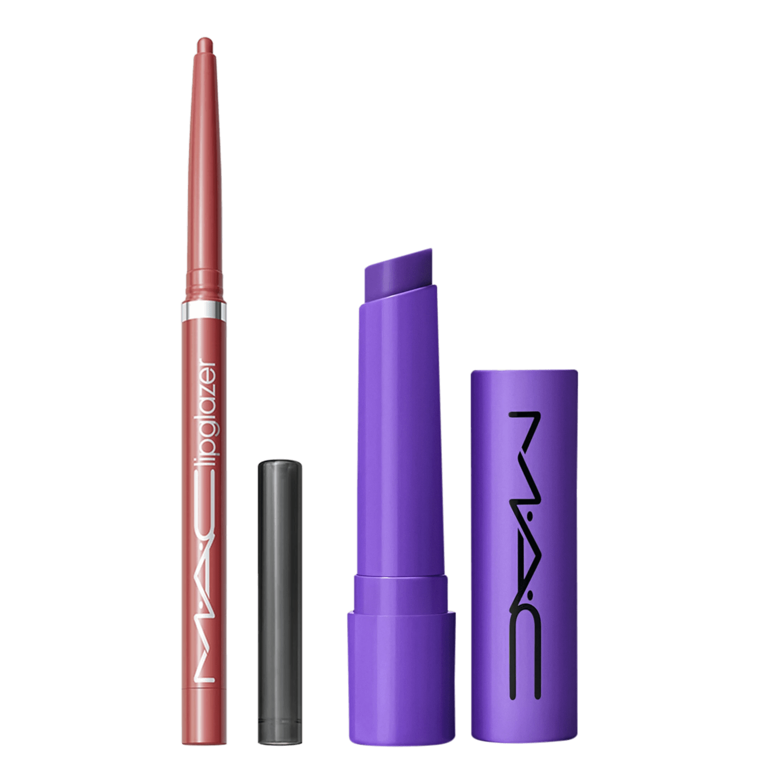 Kit M·A·C Squirt Violet Beta + Lipglazer Glossy Liner Velvet Teddy (2 Produtos)