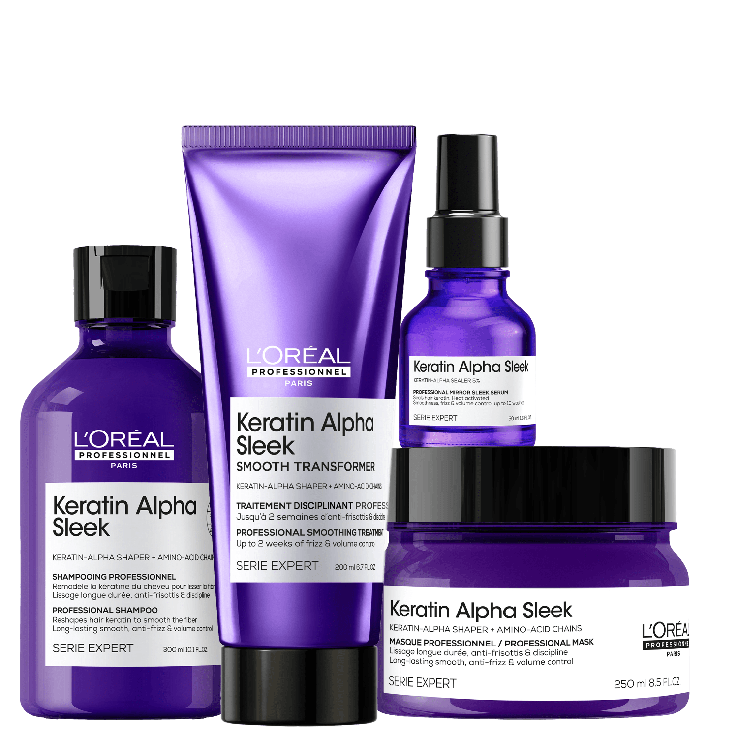 Kit L'Oréal Professionnel Keratin Alpha Sleek Completo (4 Produtos)